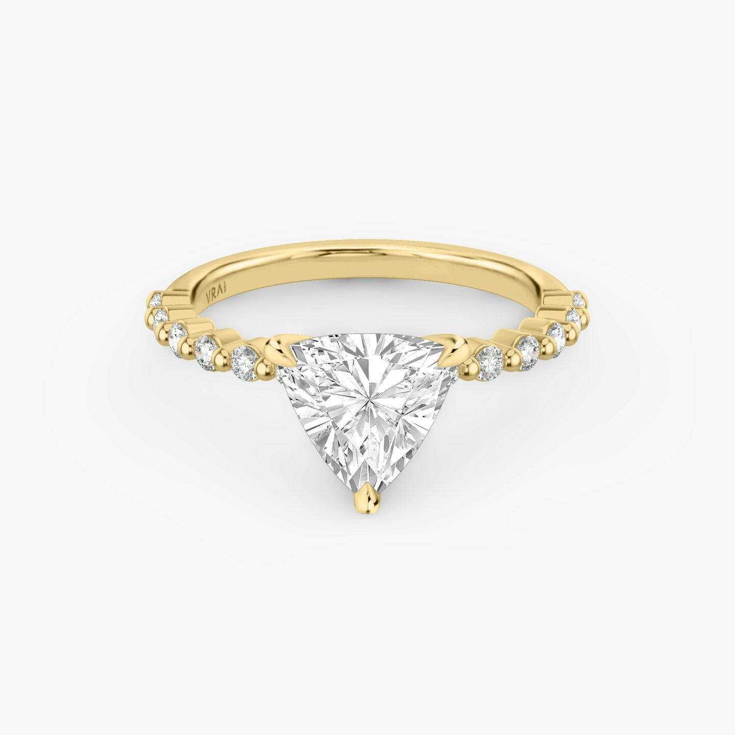 The Single Shared Prong | Trillion | 18k | 18k Yellow Gold | Band: Original | Diamond orientation: vertical | Carat weight: See full inventory