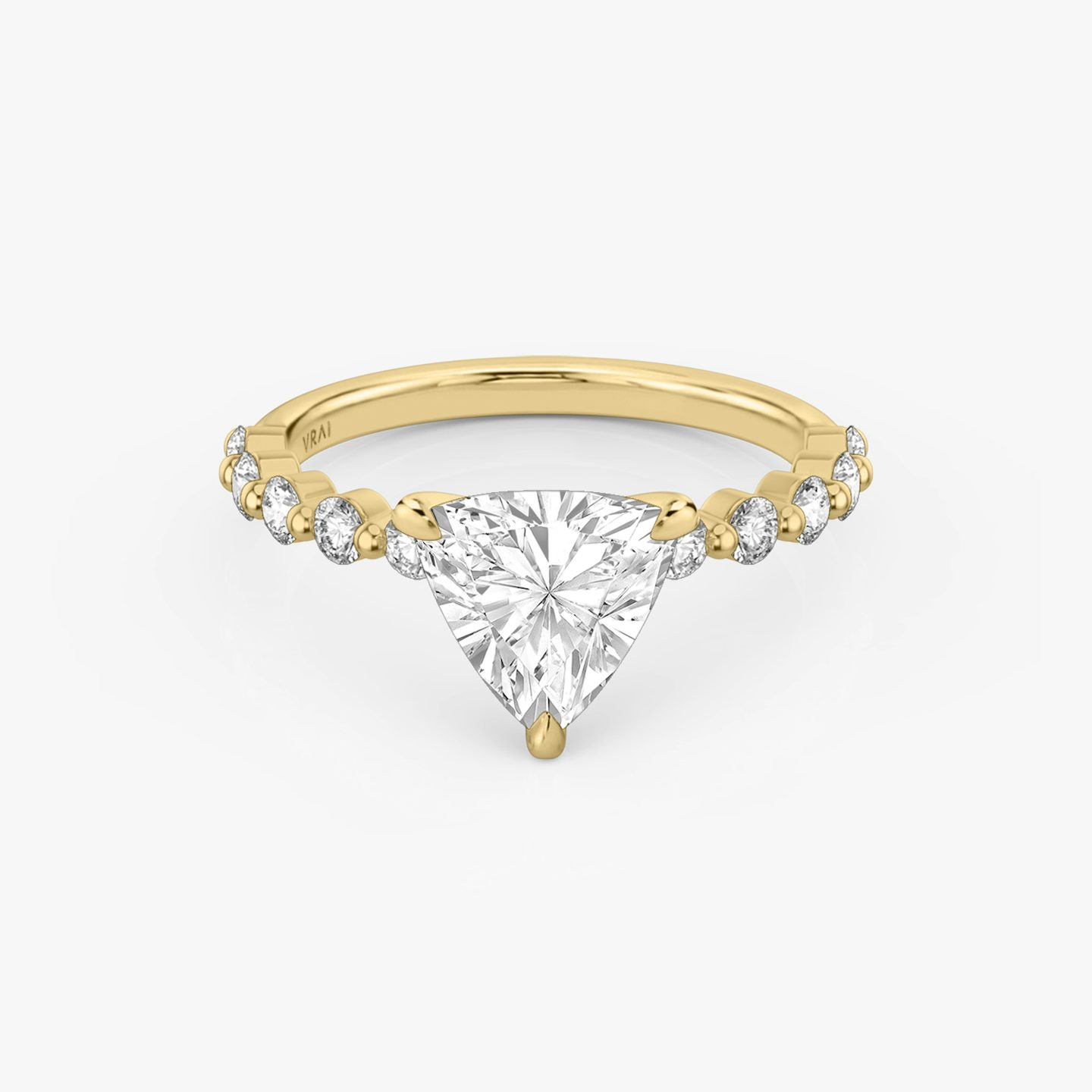 The Single Shared Prong | Trillion | 18k | 18k Yellow Gold | Band: Plain | Band: Large | Diamond orientation: vertical | Carat weight: See full inventory