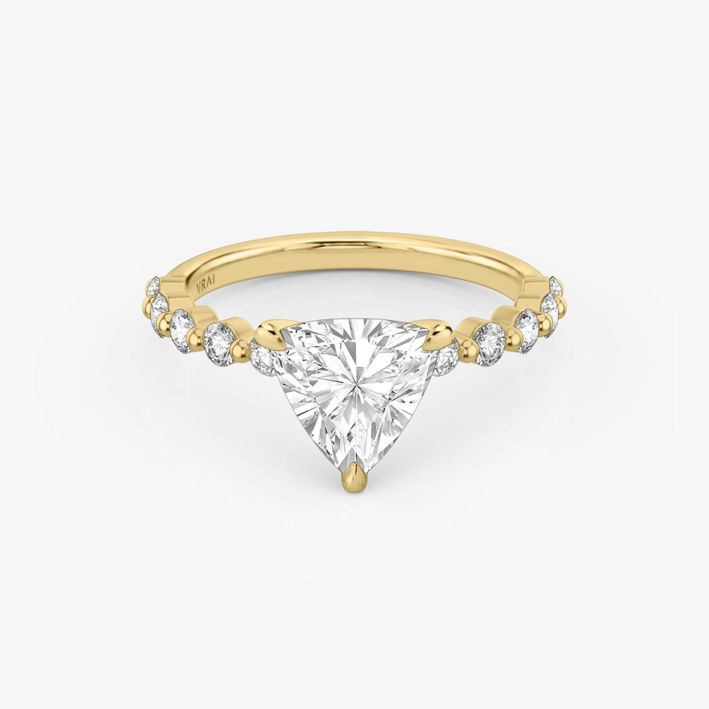 The Single Shared Prong | Trillion | 18k | 18k Yellow Gold | Band: Large | Diamond orientation: vertical | Carat weight: See full inventory