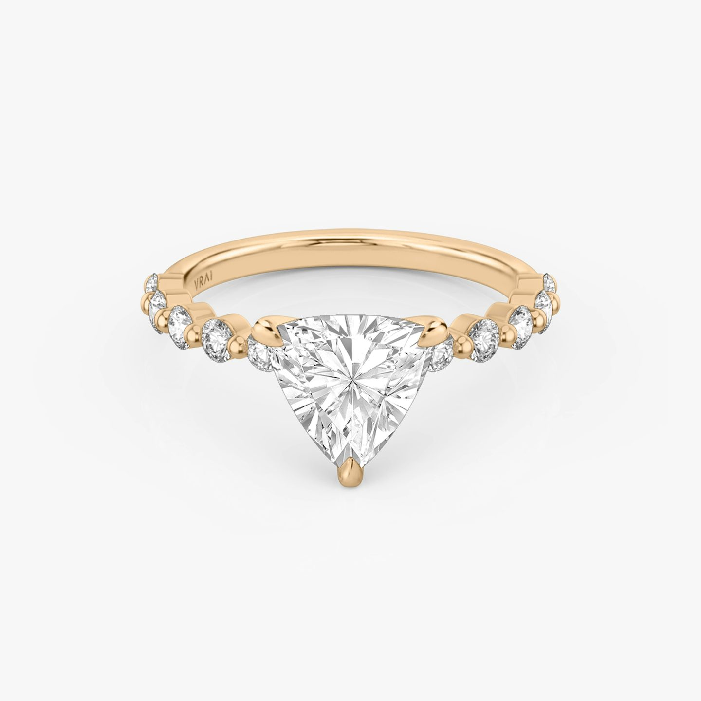 The Single Shared Prong | Trillion | 14k | 14k Rose Gold | Band: Large | Diamond orientation: vertical | Carat weight: See full inventory
