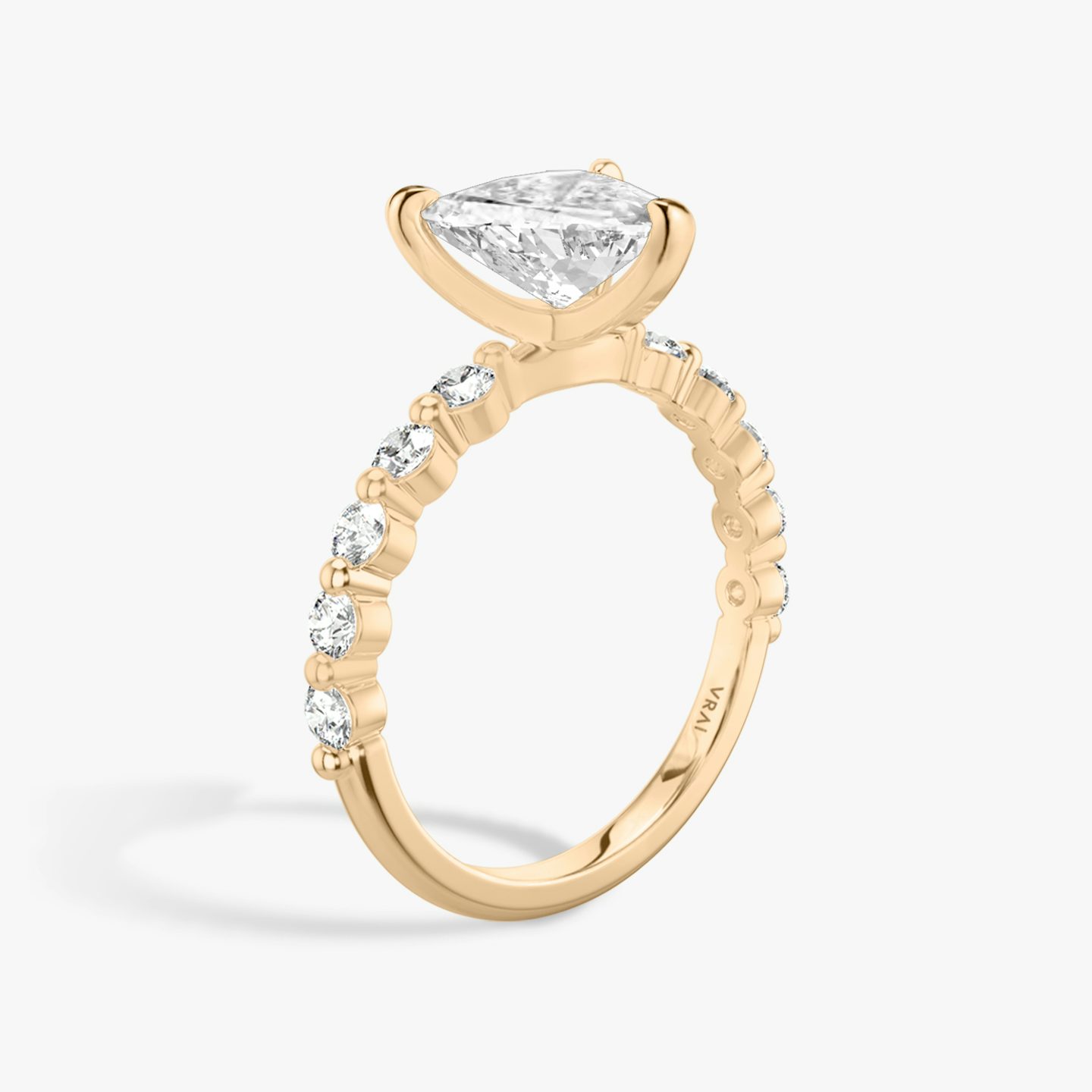 The Single Shared Prong | Trillion | 14k | 14k Rose Gold | Band: Plain | Band: Large | Diamond orientation: vertical | Carat weight: See full inventory