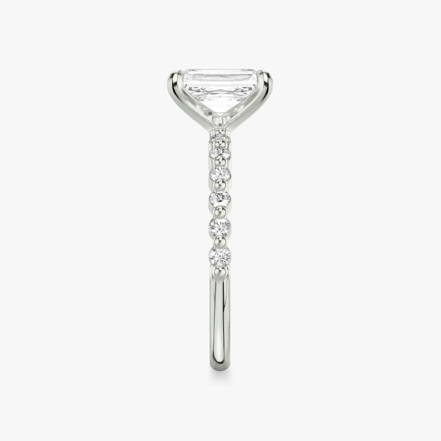 The Single Shared Prong | Radiant | Platinum | Band: Original | Diamond orientation: vertical | Carat weight: See full inventory