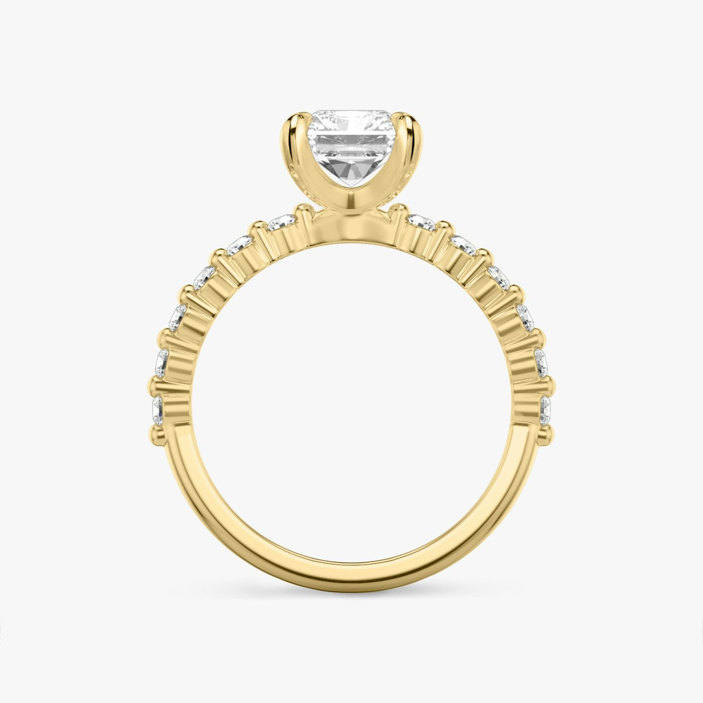 Bague de fiançailles Single Shared Prong | Radiant | 18k | Or jaune 18 carats | Anneau: Original | Orientation du diamant: vertical | Poids en carats: Voir le stock total