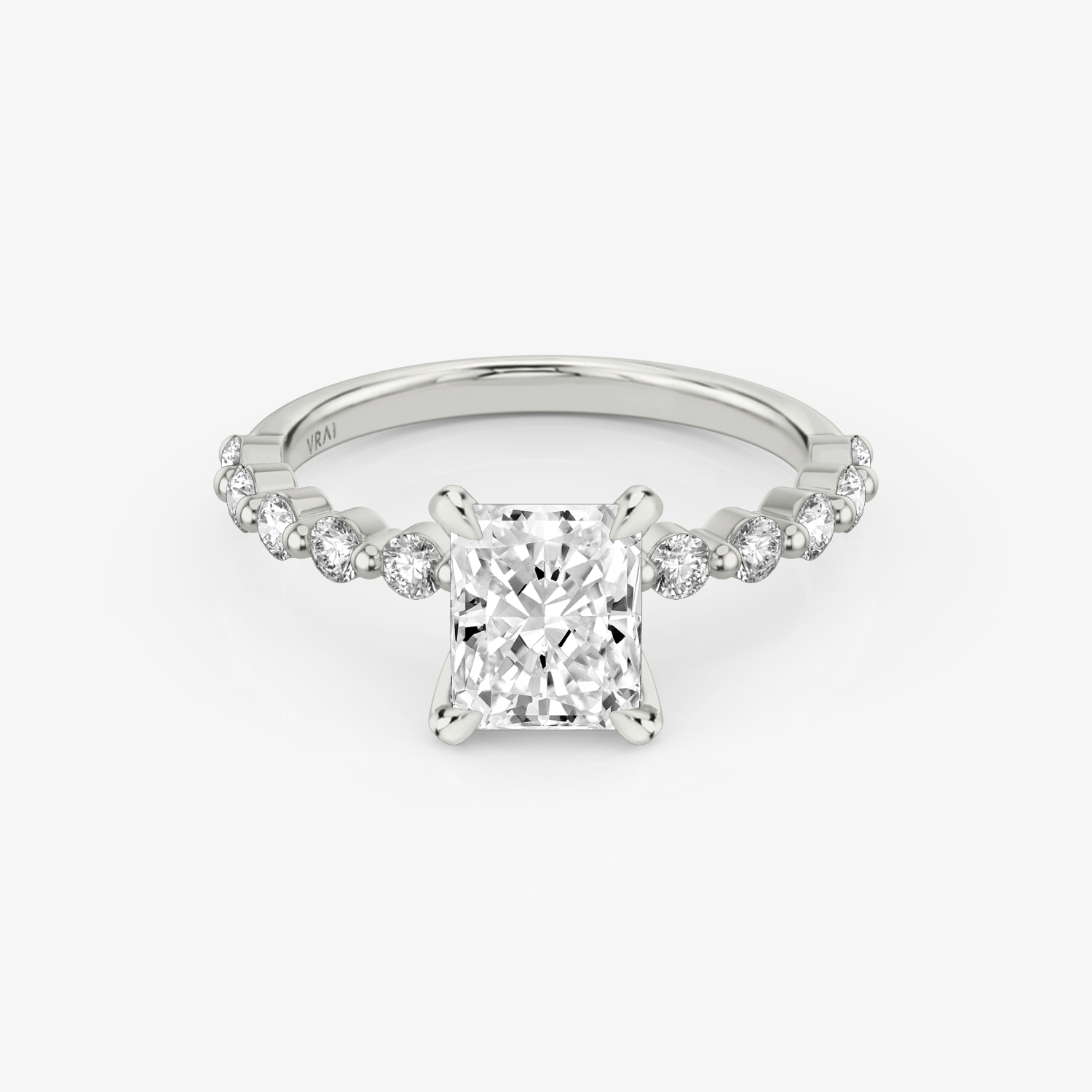 The Single Shared Prong Radiant Engagement Ring | 18k White Gold