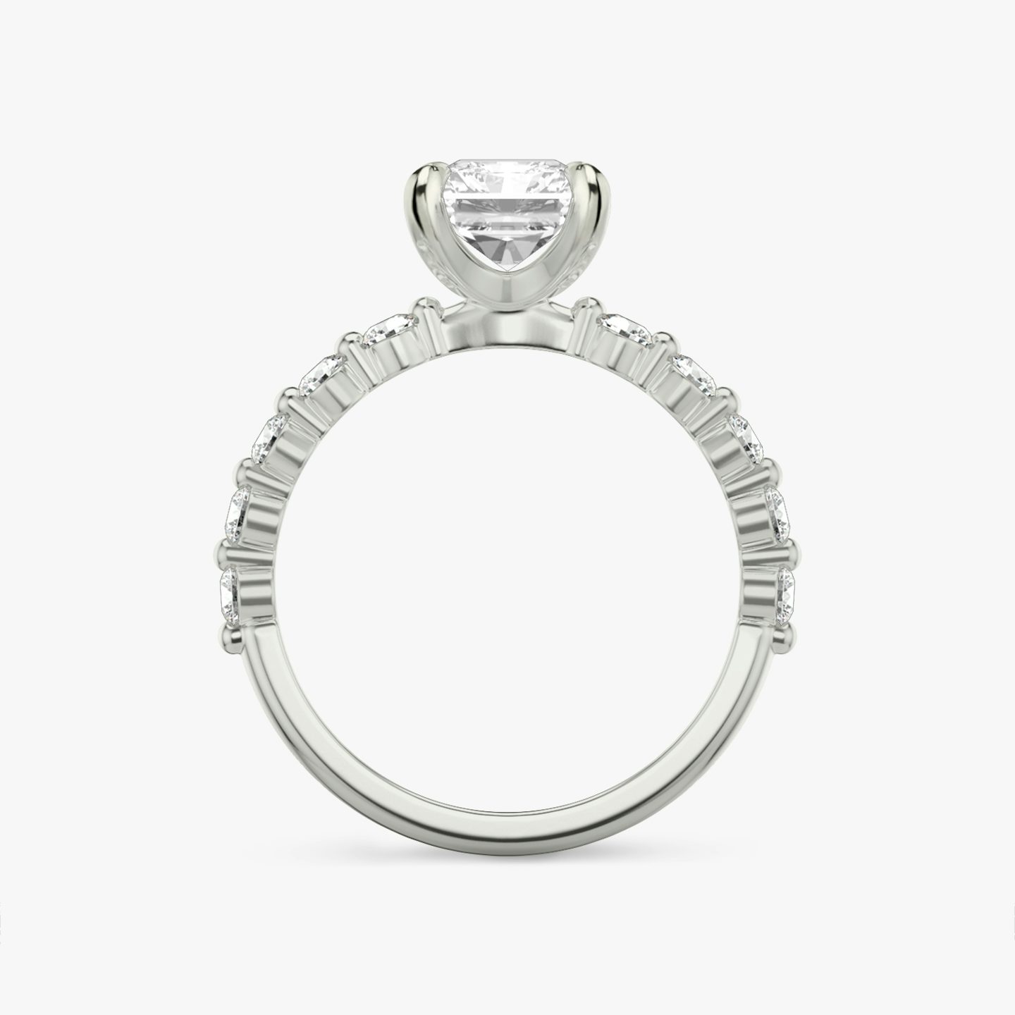 The Single Shared Prong | Radiant | 18k | 18k White Gold | Band: Plain | Band: Large | Diamond orientation: vertical | Carat weight: See full inventory