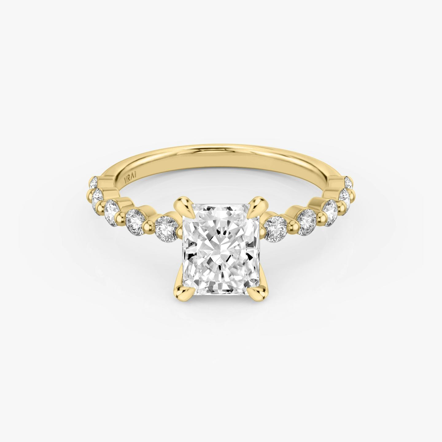 The Single Shared Prong | Radiant | 18k | 18k Yellow Gold | Band: Large | Diamond orientation: vertical | Carat weight: See full inventory