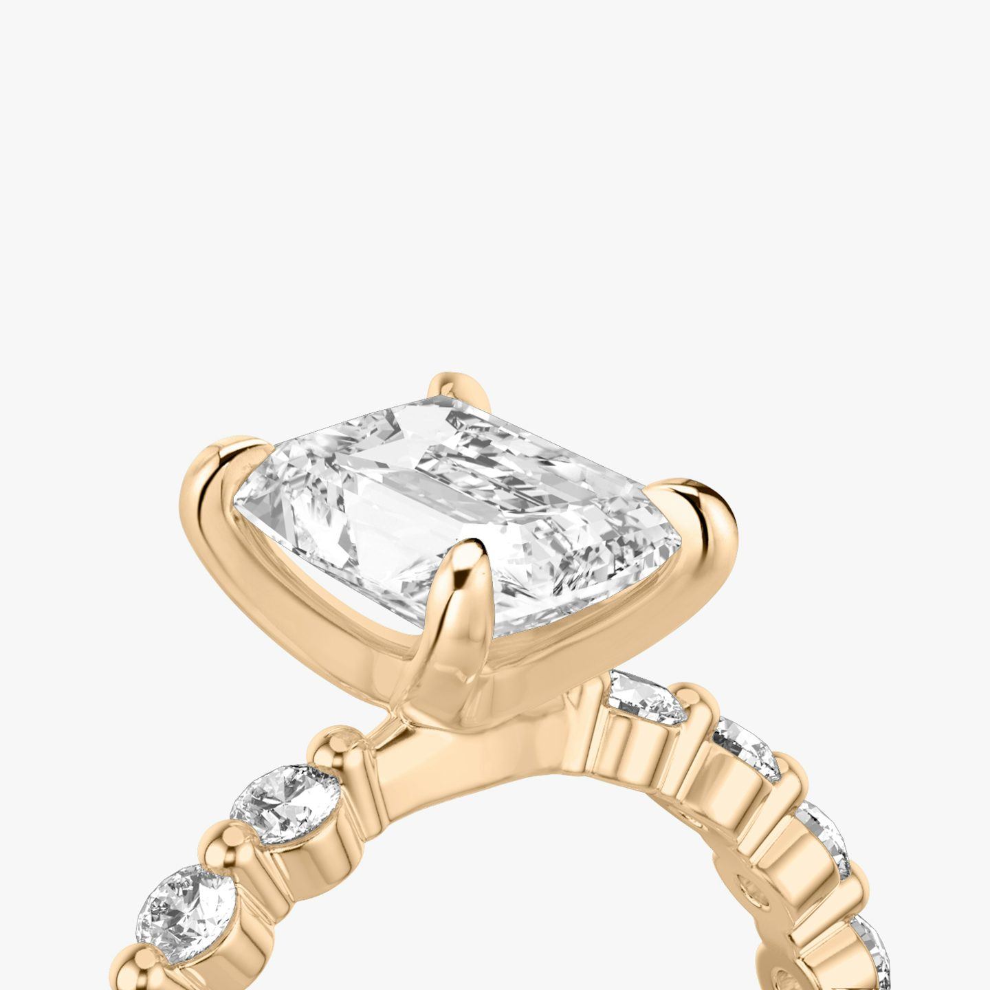 The Single Shared Prong | Radiant | 14k | 14k Rose Gold | Band: Plain | Band: Large | Diamond orientation: vertical | Carat weight: See full inventory