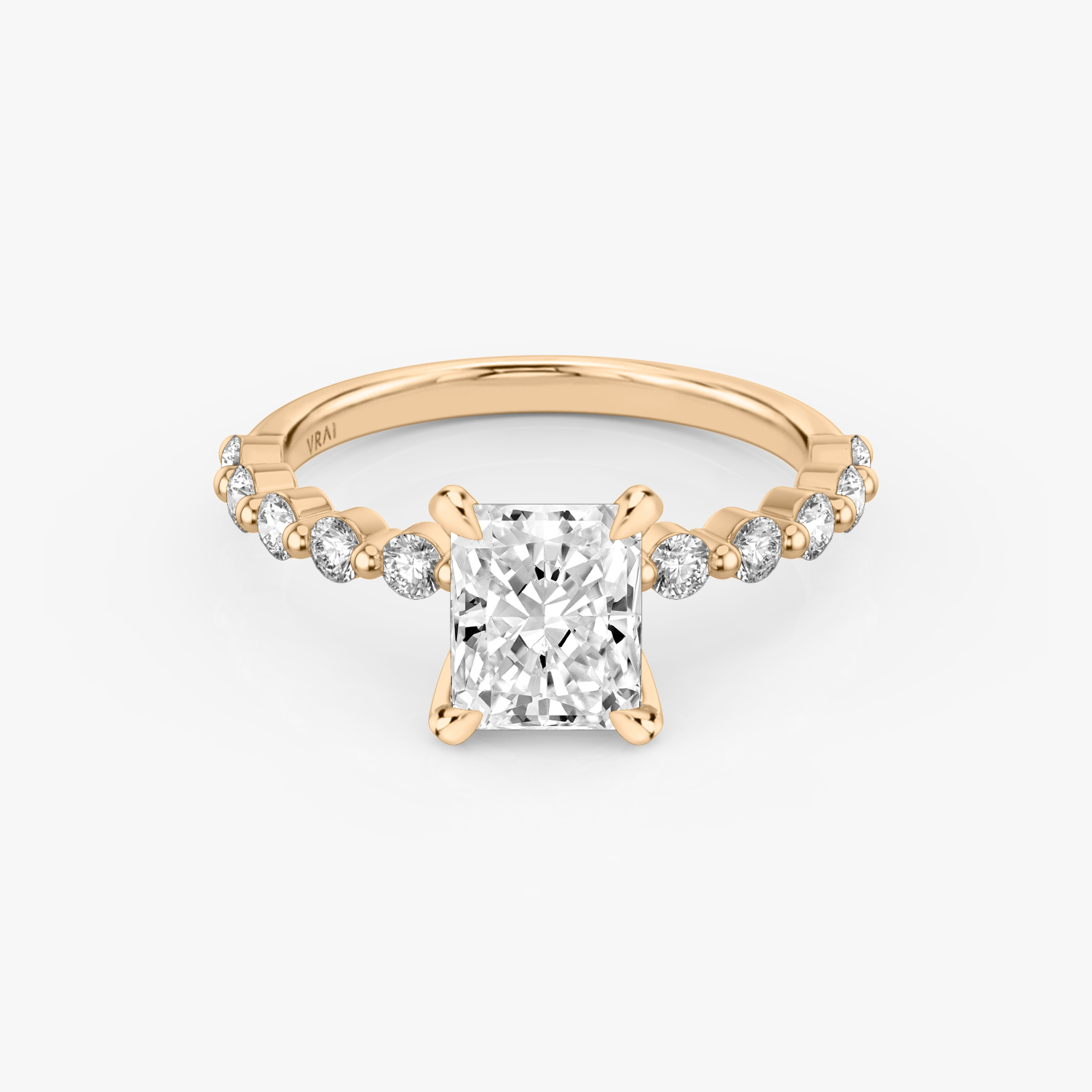 The Single Shared Prong Radiant Engagement Ring | 14k Rose Gold