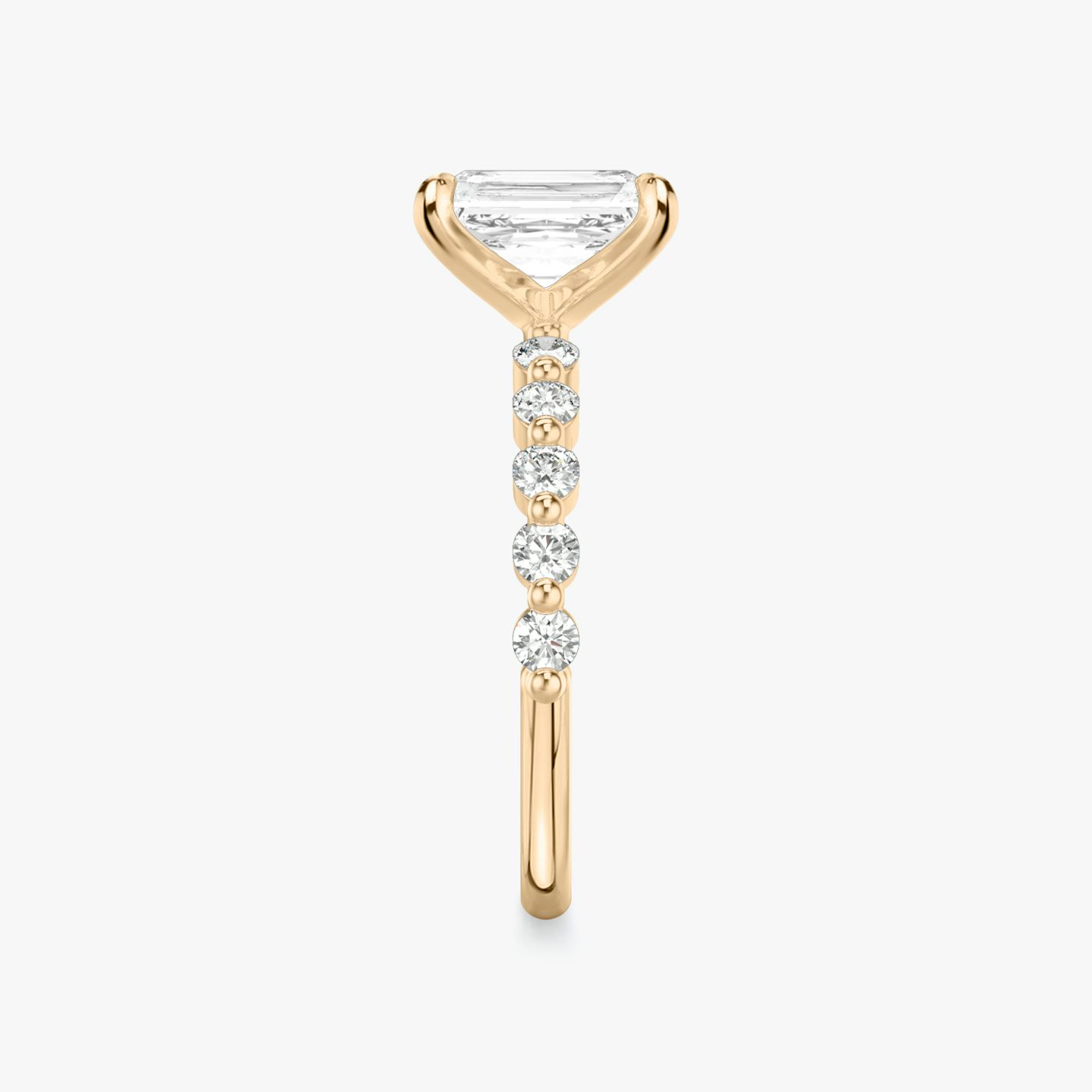 The Single Shared Prong | Radiant | 14k | 14k Rose Gold | Band: Large | Diamond orientation: vertical | Carat weight: See full inventory