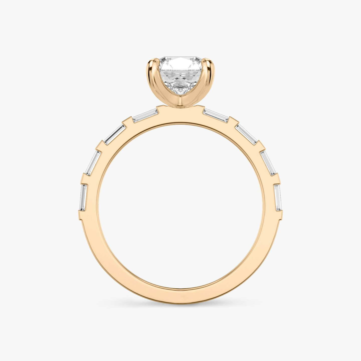 Anillo de compromiso Baguette Bar | Asscher | 14k | Oro rosa de 14 quilates | Orientación de diamante: vertical | Peso en quilates: Ver stock total