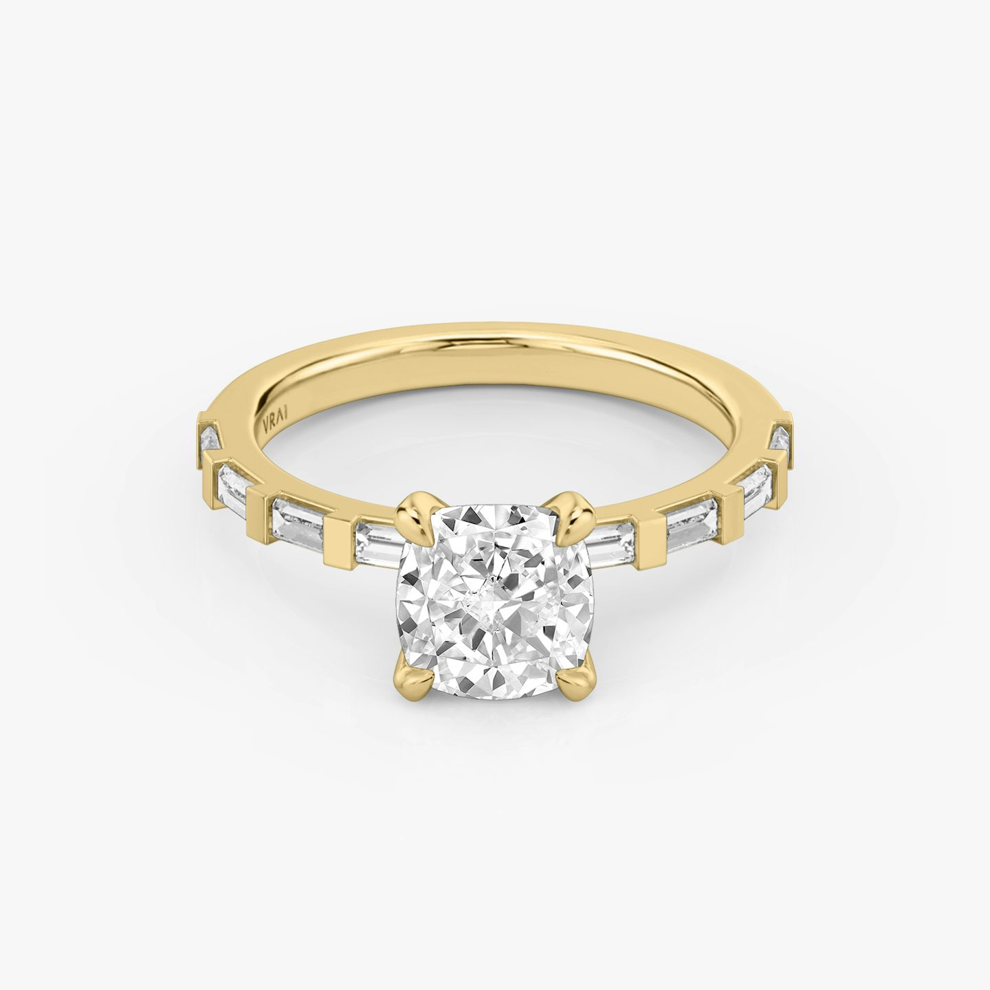 The Baguette Bar | Pavé Cushion | 18k | 18k Yellow Gold | Band: Pavé | Diamond orientation: vertical | Carat weight: See full inventory