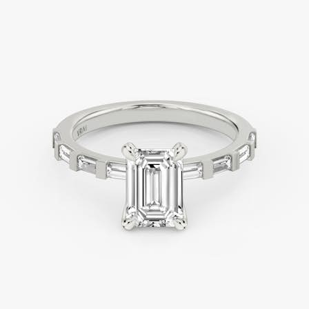 Baguette Bar Emerald Diamond Ring