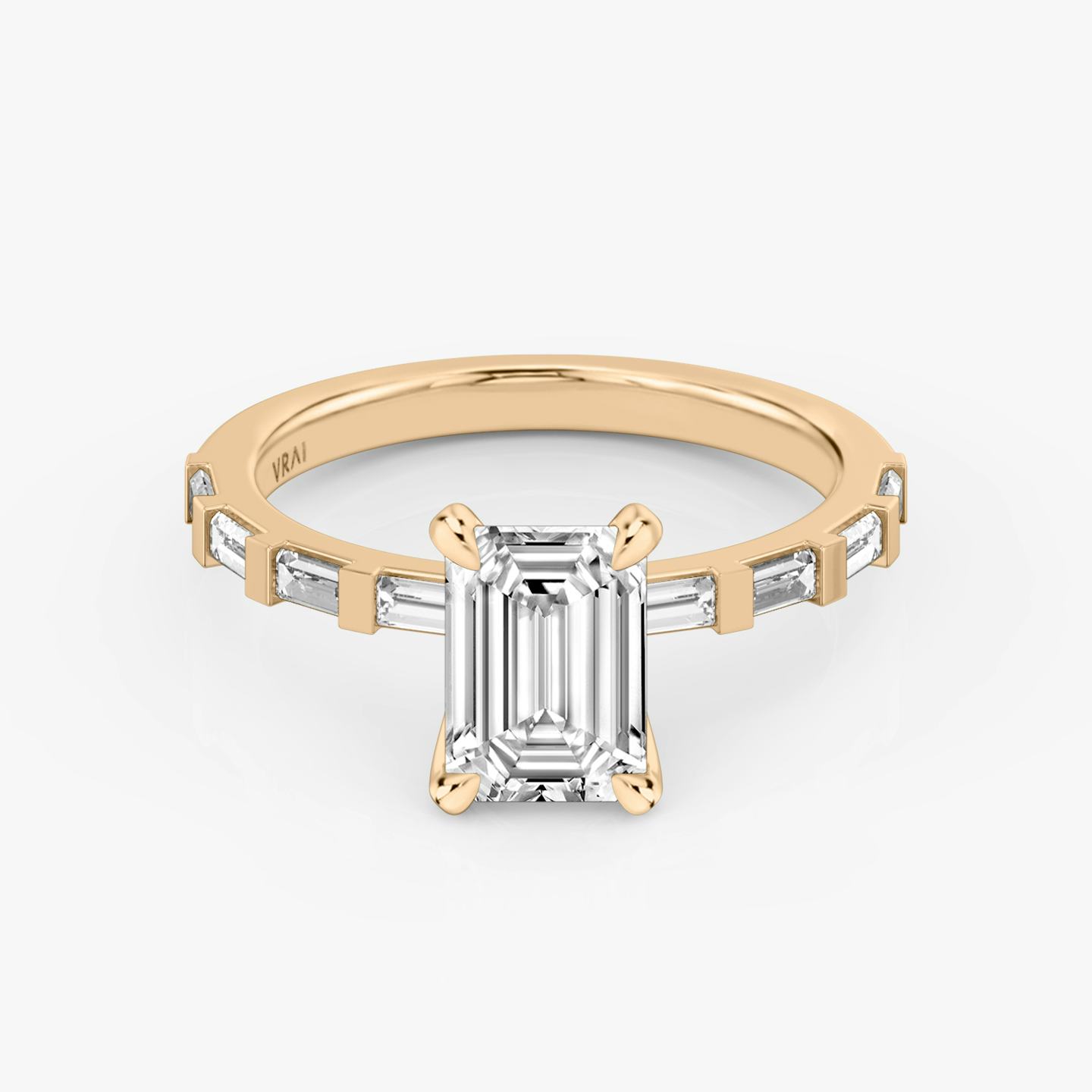 The Baguette Bar | Emerald | 14k | 14k Rose Gold | Diamond orientation: vertical | Carat weight: See full inventory