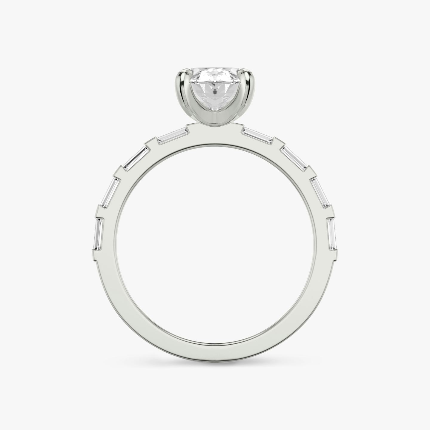 Anillo de compromiso Baguette Bar | Oval | 18k | Oro blanco de 18 quilates | Orientación de diamante: vertical | Peso en quilates: Ver stock total