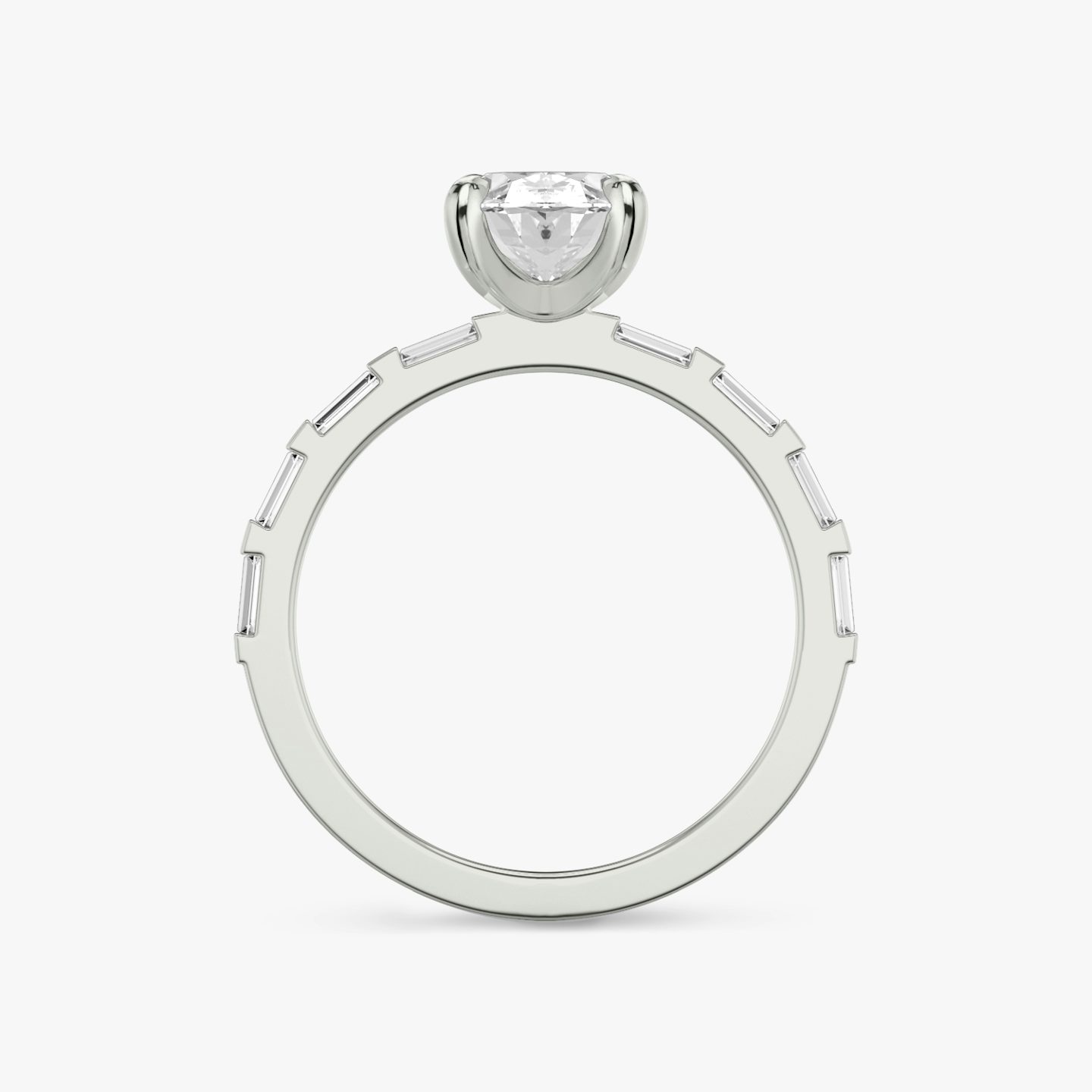 Anillo de compromiso Baguette Bar | Oval | 18k | Oro blanco de 18 quilates | Orientación de diamante: vertical | Peso en quilates: Ver stock total