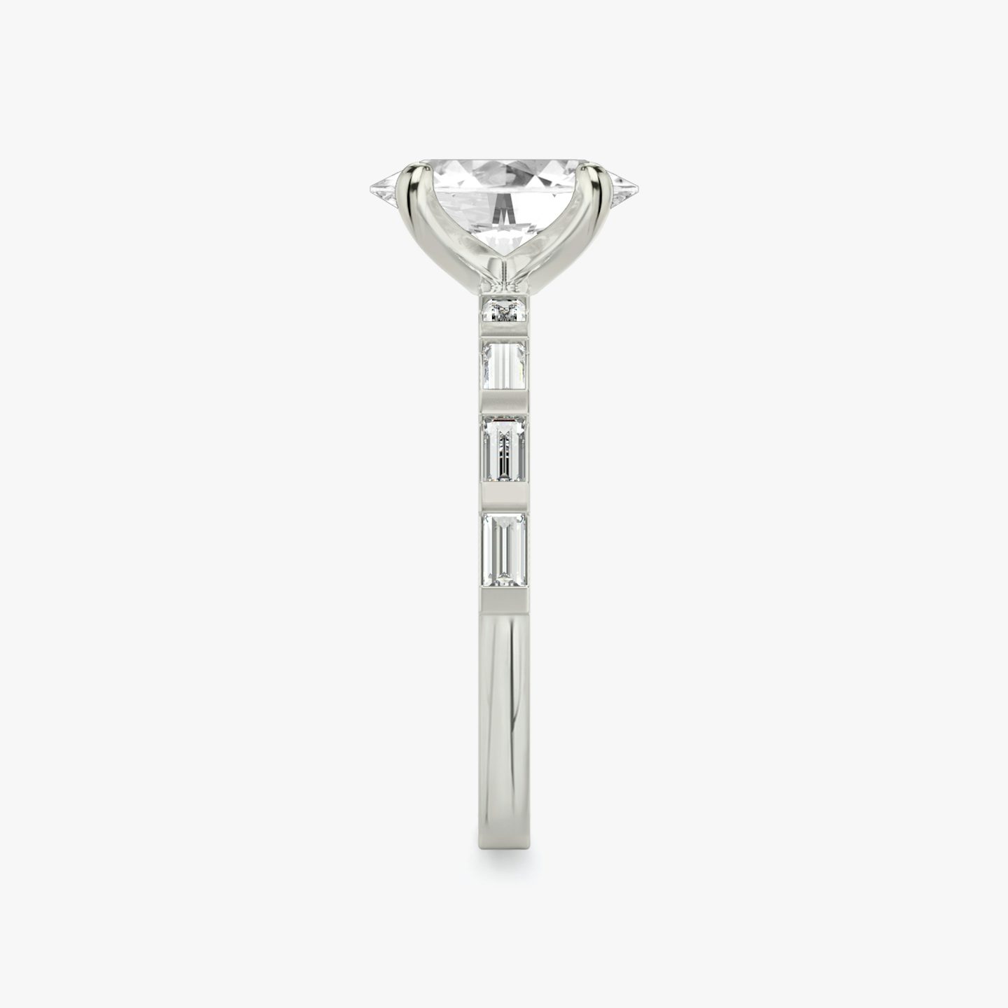 The Baguette Bar | Oval | 18k | 18k White Gold | Band: Pavé | Diamond orientation: vertical | Carat weight: See full inventory