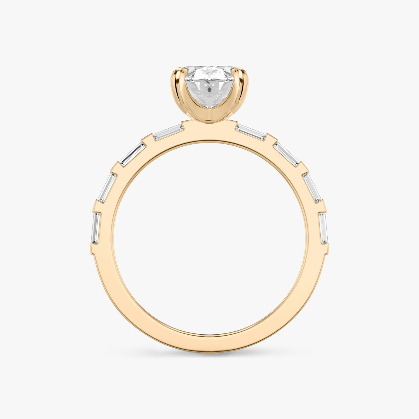 Anillo de compromiso Baguette Bar | Oval | 14k | Oro rosa de 14 quilates | Orientación de diamante: vertical | Peso en quilates: Ver stock total