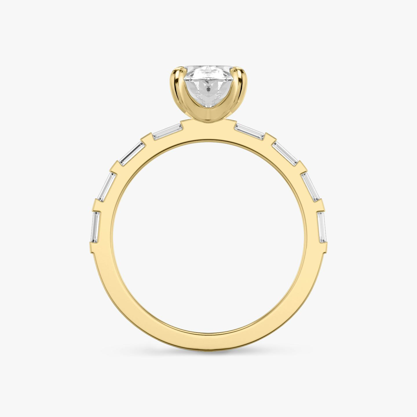 Bague de fiançailles Baguette Bar | Ovale | 18k | Or jaune 18 carats | Orientation du diamant: vertical | Poids en carats: Voir le stock total