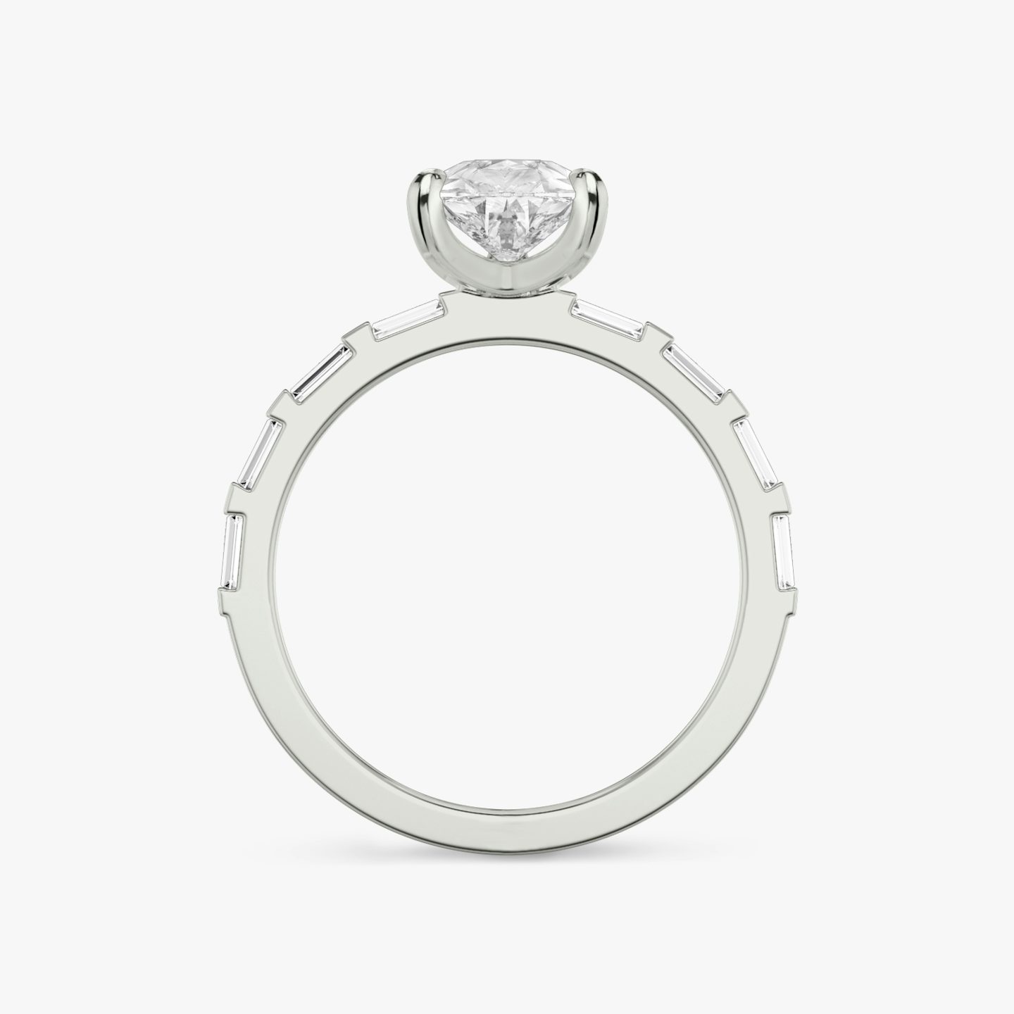 Anillo de compromiso Baguette Bar | Pera | 18k | Oro blanco de 18 quilates | Orientación de diamante: vertical | Peso en quilates: Ver stock total