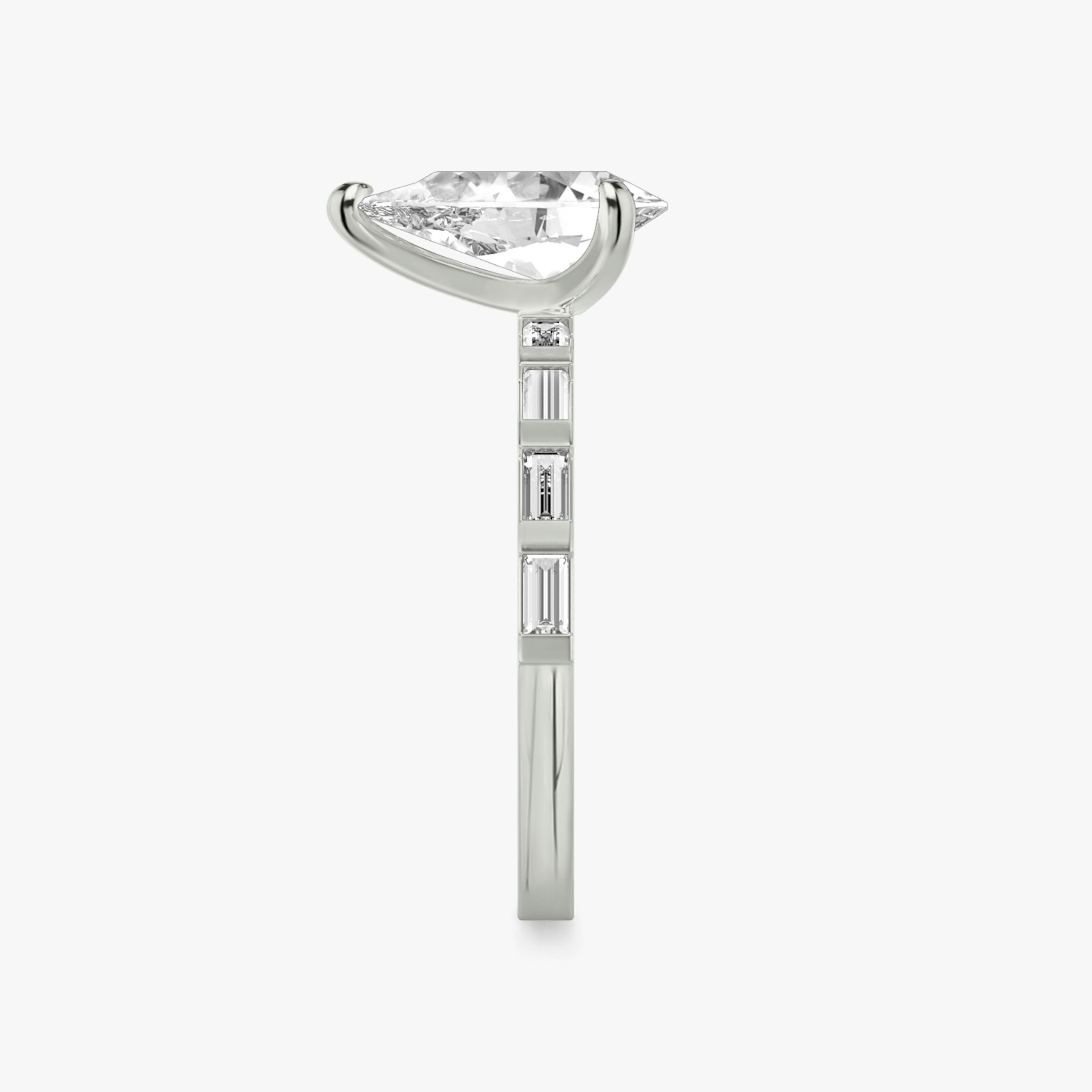 Anillo de compromiso Baguette Bar | Pera | 18k | Oro blanco de 18 quilates | Orientación de diamante: vertical | Peso en quilates: Ver stock total