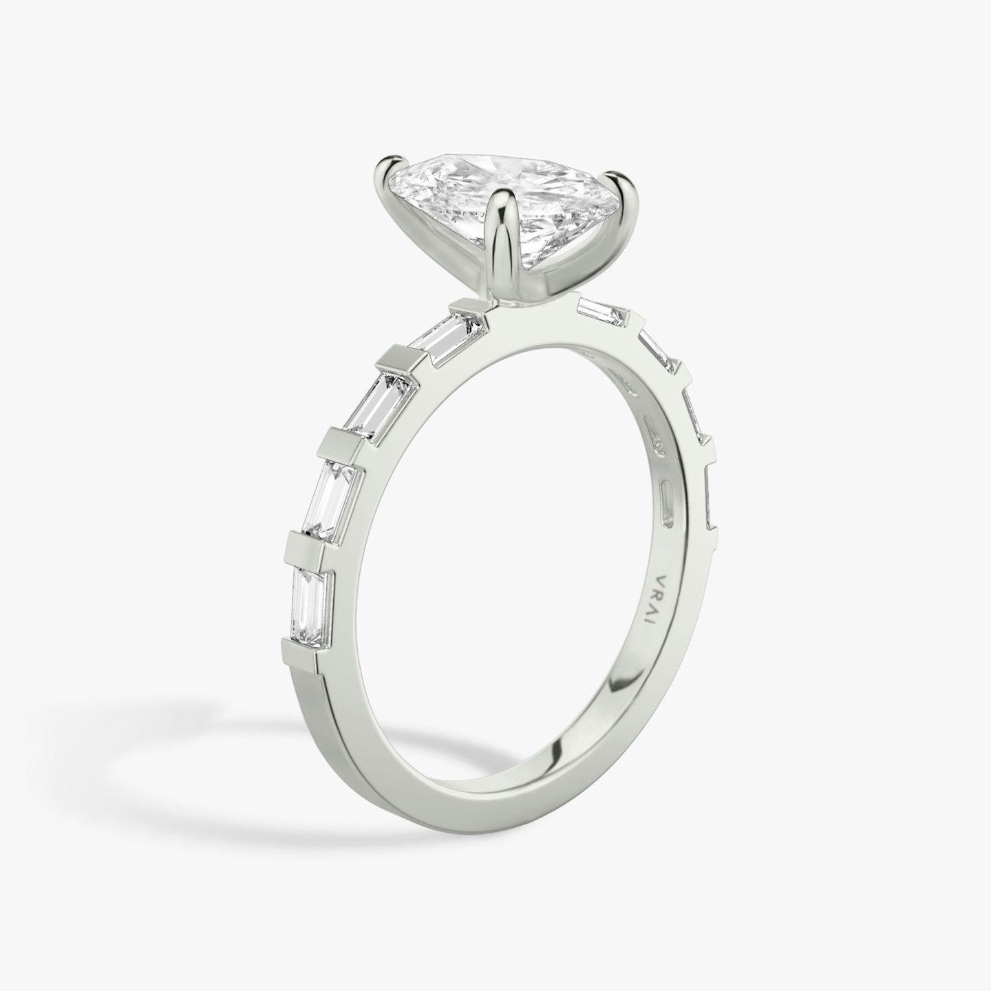 The Baguette Bar | Pear | Platinum | Band: Pavé | Diamond orientation: vertical | Carat weight: See full inventory