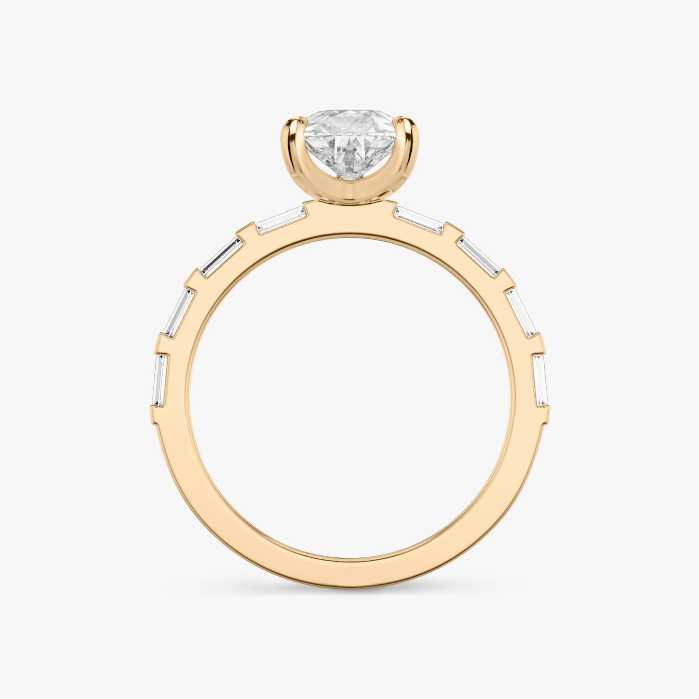 Anillo de compromiso Baguette Bar | Pera | 14k | Oro rosa de 14 quilates | Orientación de diamante: vertical | Peso en quilates: Ver stock total