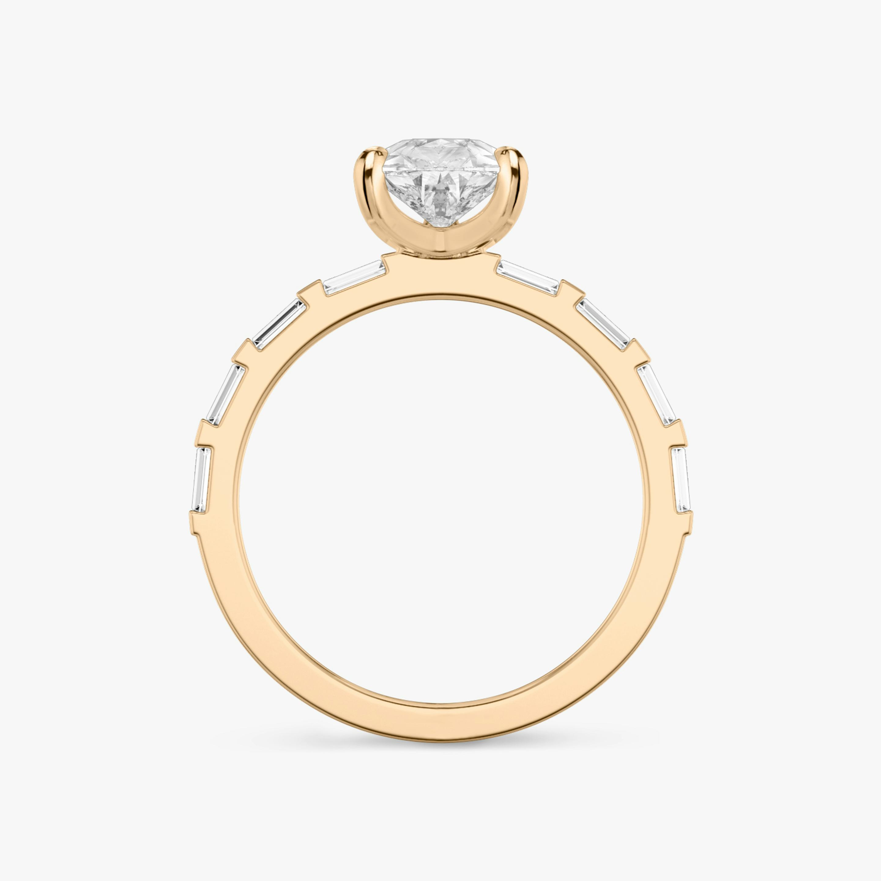 Anillo de compromiso Baguette Bar | Pera | 14k | Oro rosa de 14 quilates | Orientación de diamante: vertical | Peso en quilates: Ver stock total