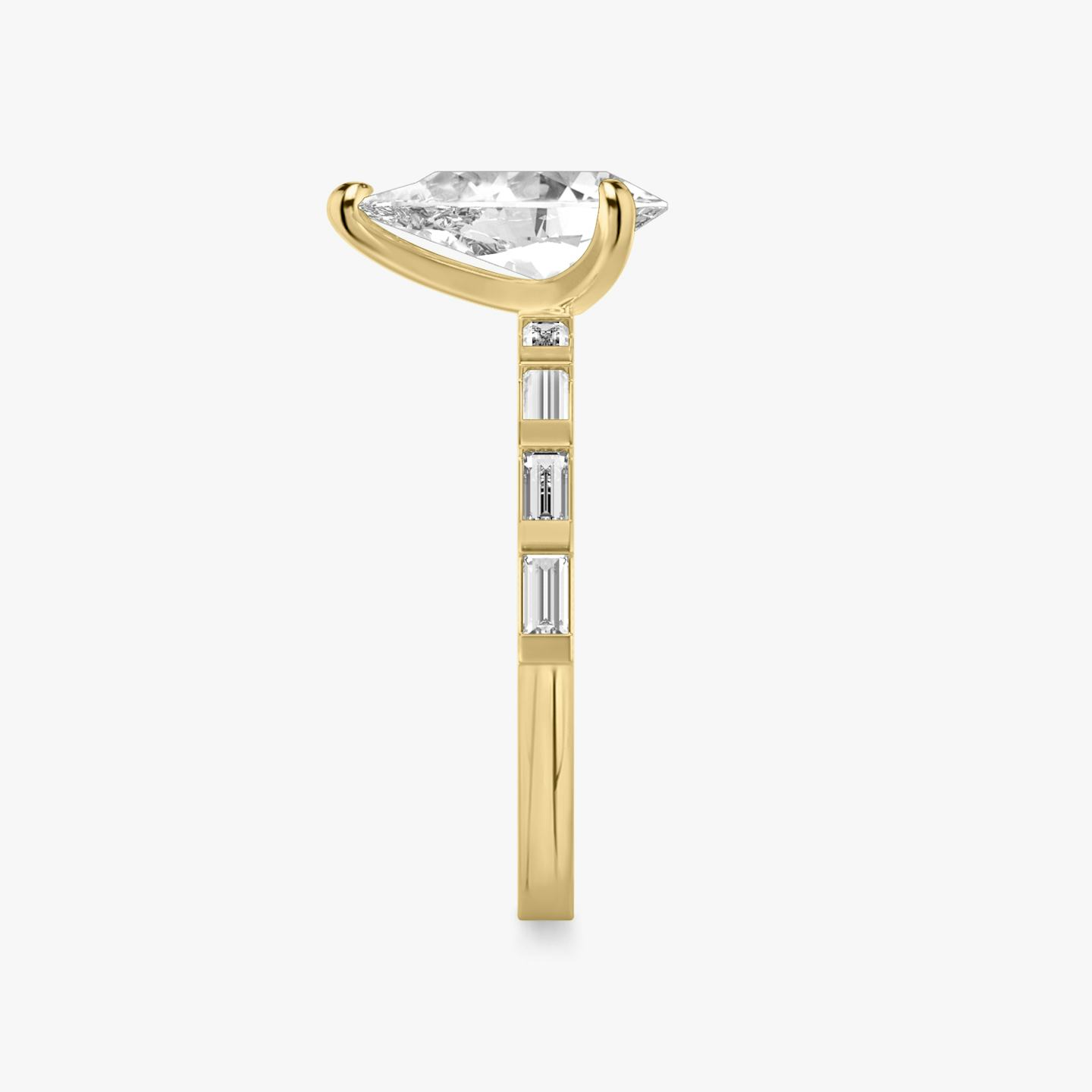 Anillo de compromiso Baguette Bar | Pera | 18k | Oro amarillo de 18 quilates | Orientación de diamante: vertical | Peso en quilates: Ver stock total