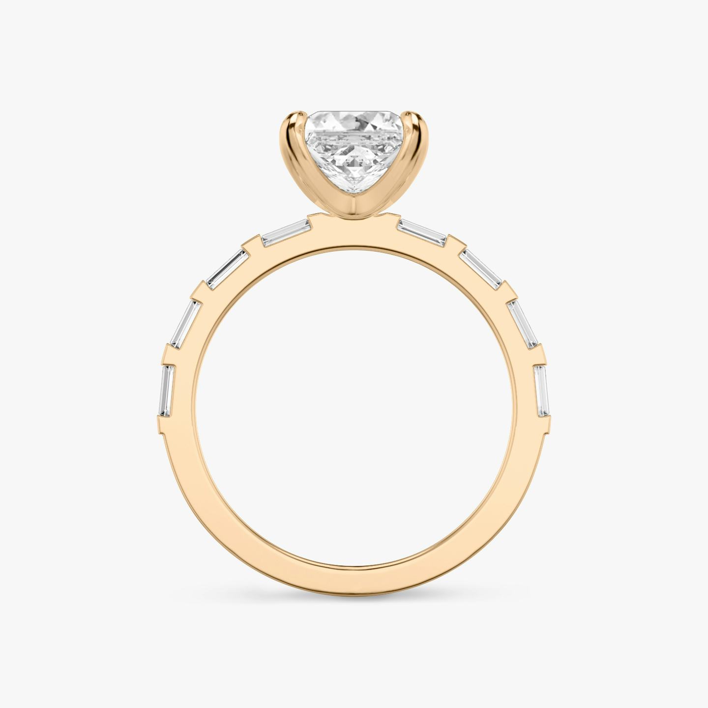 Anillo de compromiso Baguette Bar | Princesa | 14k | Oro rosa de 14 quilates | Orientación de diamante: vertical | Peso en quilates: Ver stock total