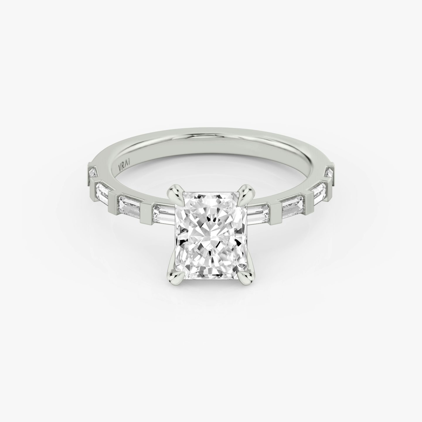The Baguette Bar | Radiant | Platinum | Band: Pavé | Diamond orientation: vertical | Carat weight: See full inventory
