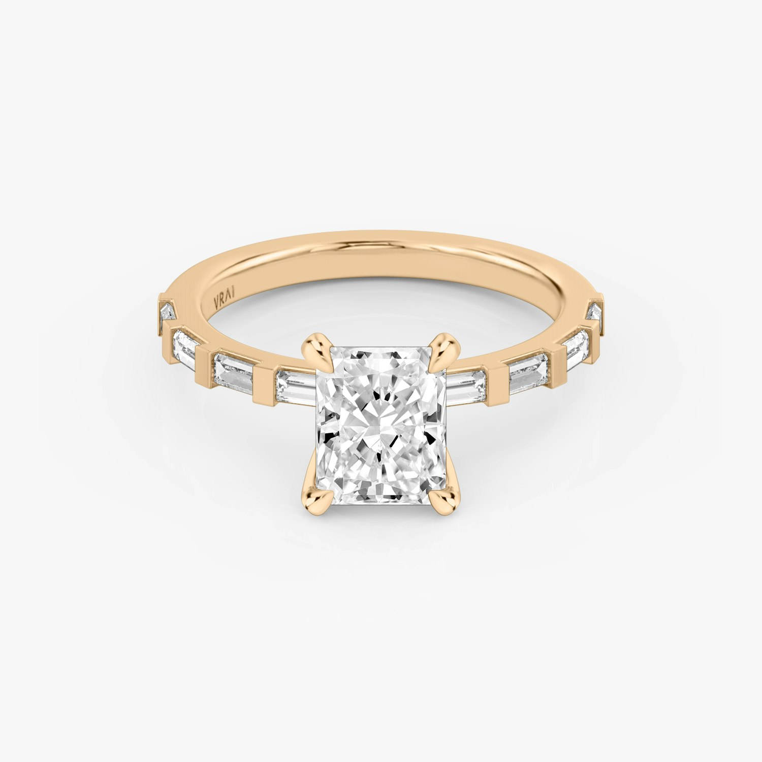 Baguette Bar Radiant Engagement Ring | 14k Rose Gold