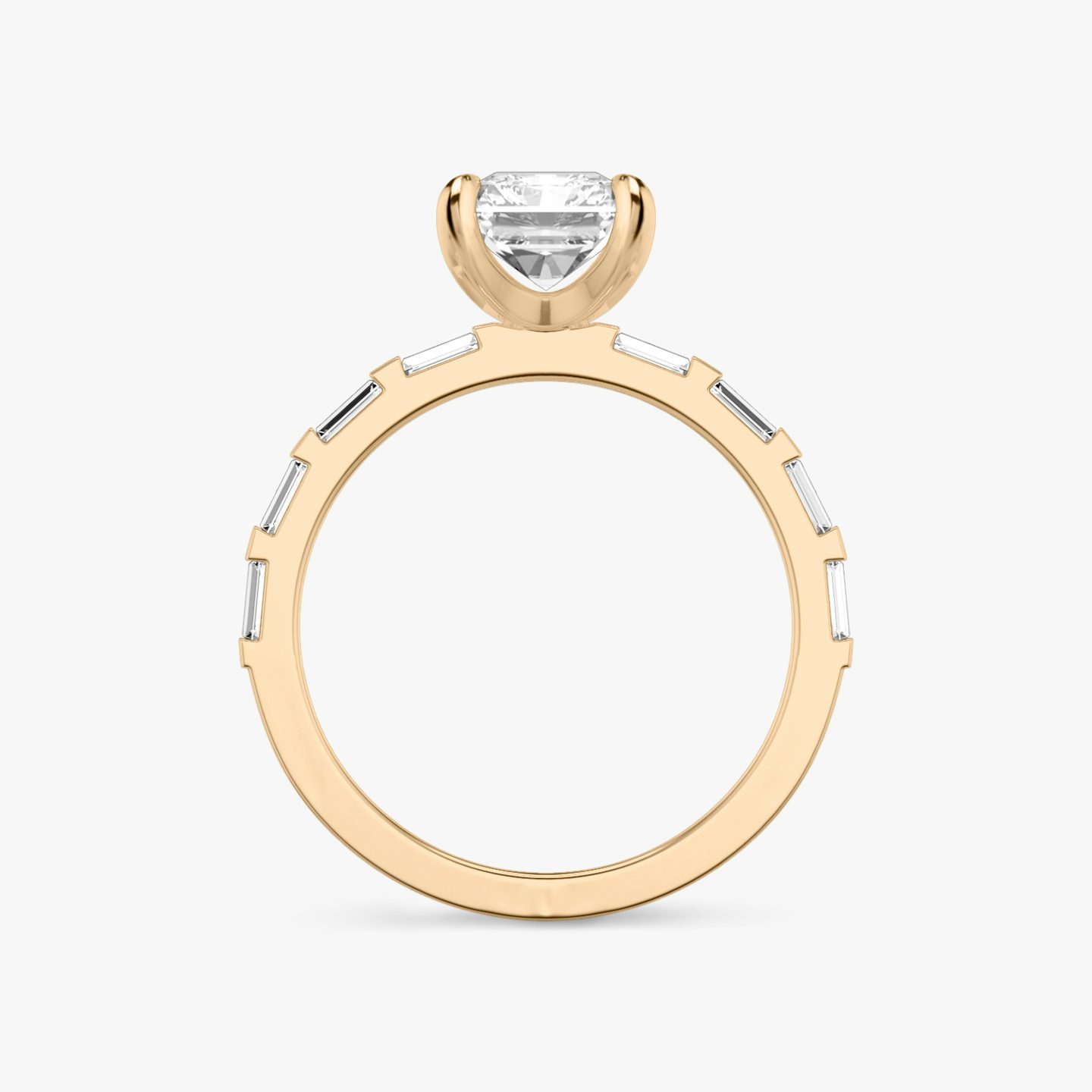 Anillo de compromiso Baguette Bar | Radiante | 14k | Oro rosa de 14 quilates | Orientación de diamante: vertical | Peso en quilates: Ver stock total