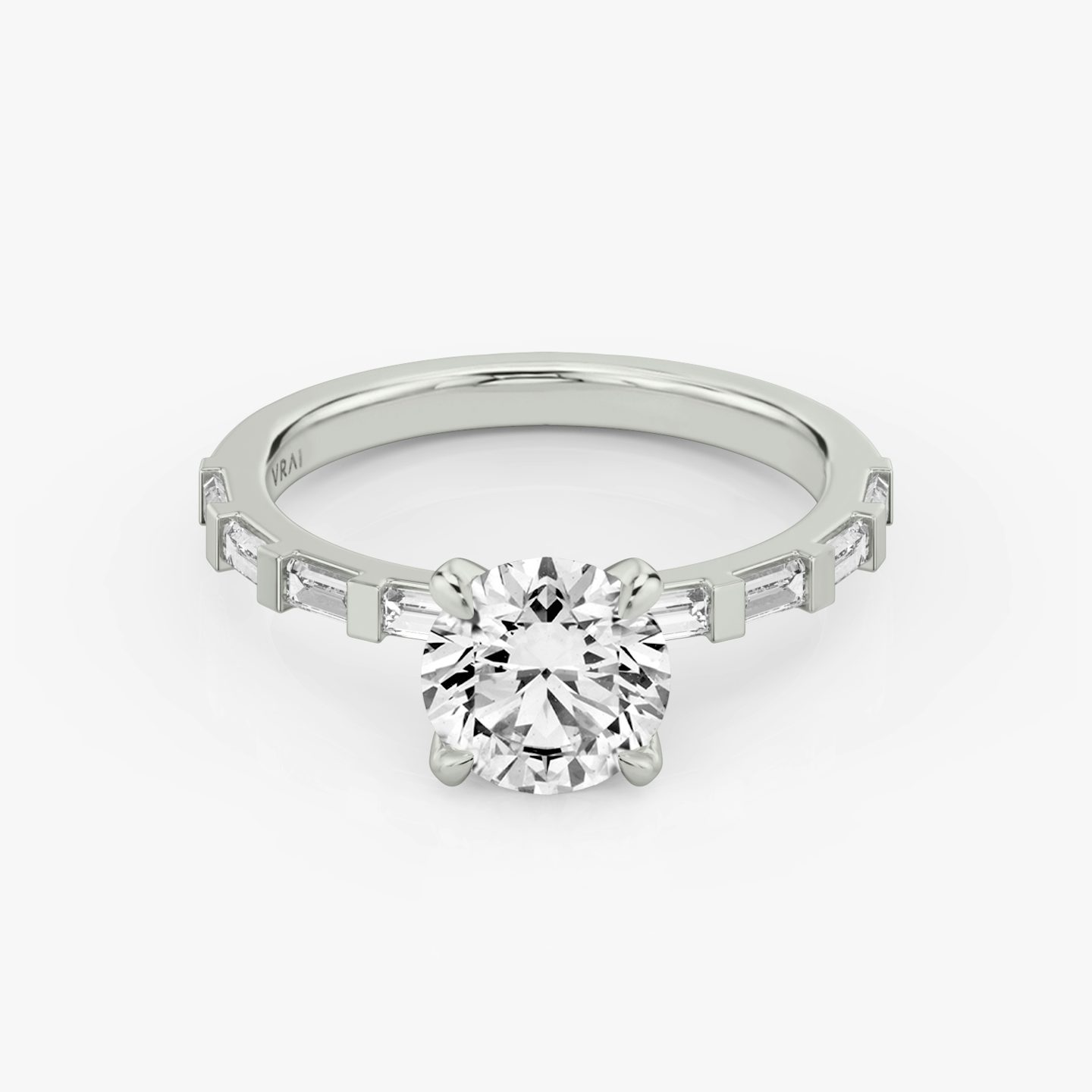 The Baguette Bar | Round Brilliant | Platinum | Band: Pavé | Carat weight: See full inventory | Diamond orientation: vertical