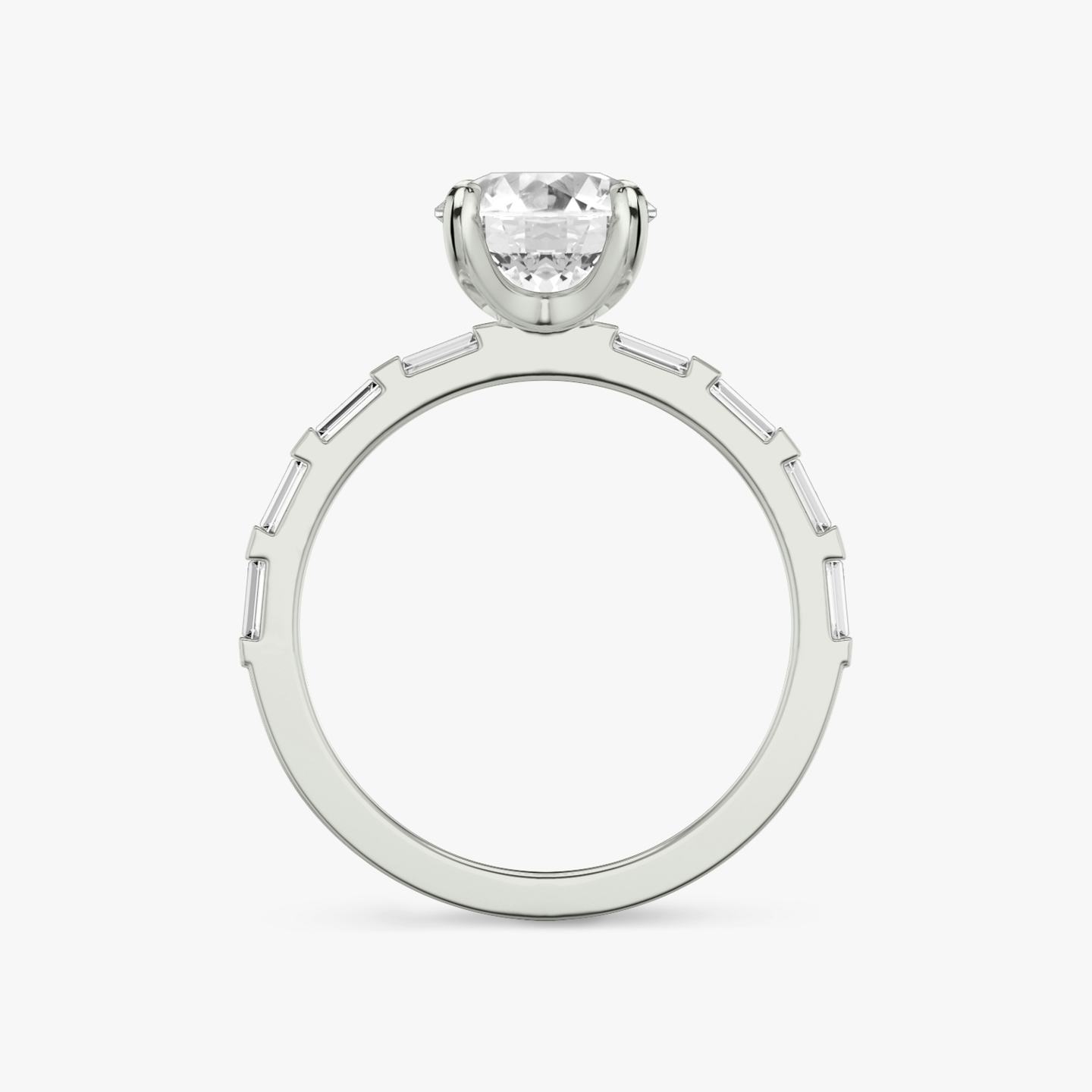 Bague de fiançailles Baguette Bar | Rond Brillant | 18k | Or blanc 18 carats | Poids en carats: 1 | Orientation du diamant: vertical