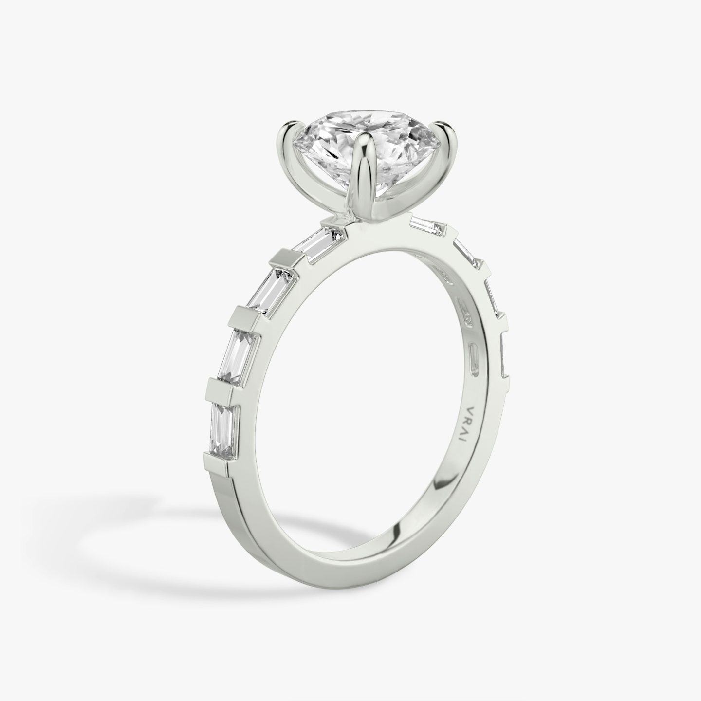 The Baguette Bar | Round Brilliant | Platinum | Band: Pavé | Carat weight: See full inventory | Diamond orientation: vertical