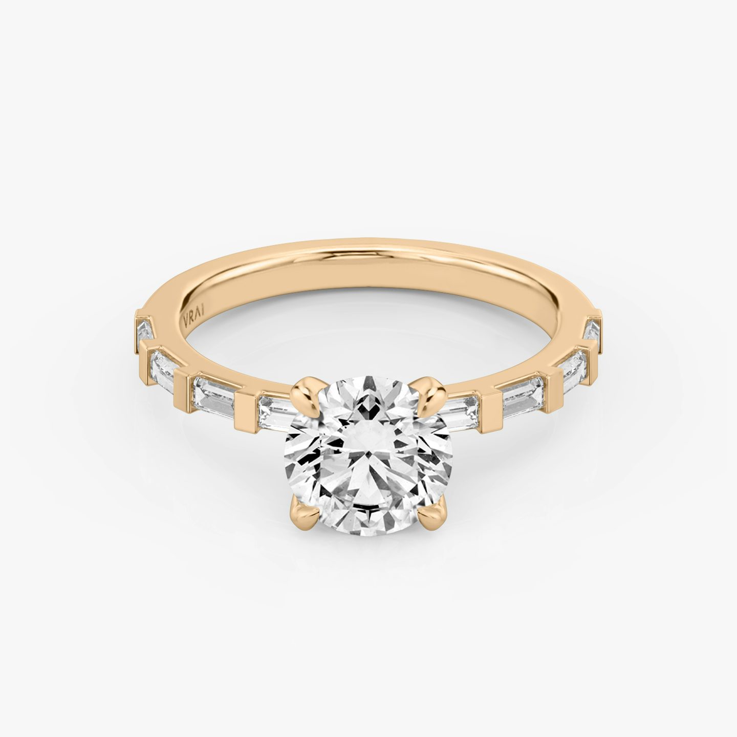 The Baguette Bar | Round Brilliant | 14k | 14k Rose Gold | Carat weight: See full inventory | Diamond orientation: vertical