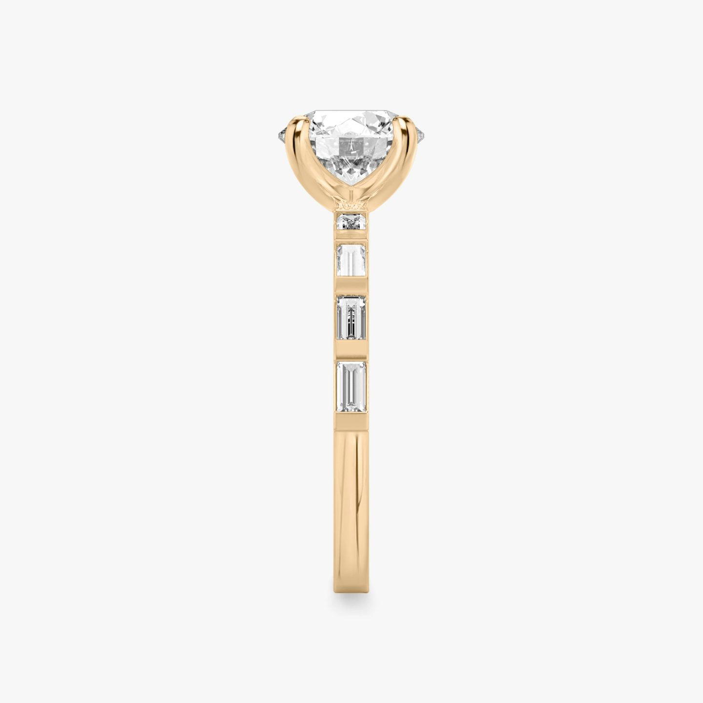 The Baguette Bar | Round Brilliant | 14k | 14k Rose Gold | Band: Pavé | Carat weight: See full inventory | Diamond orientation: vertical
