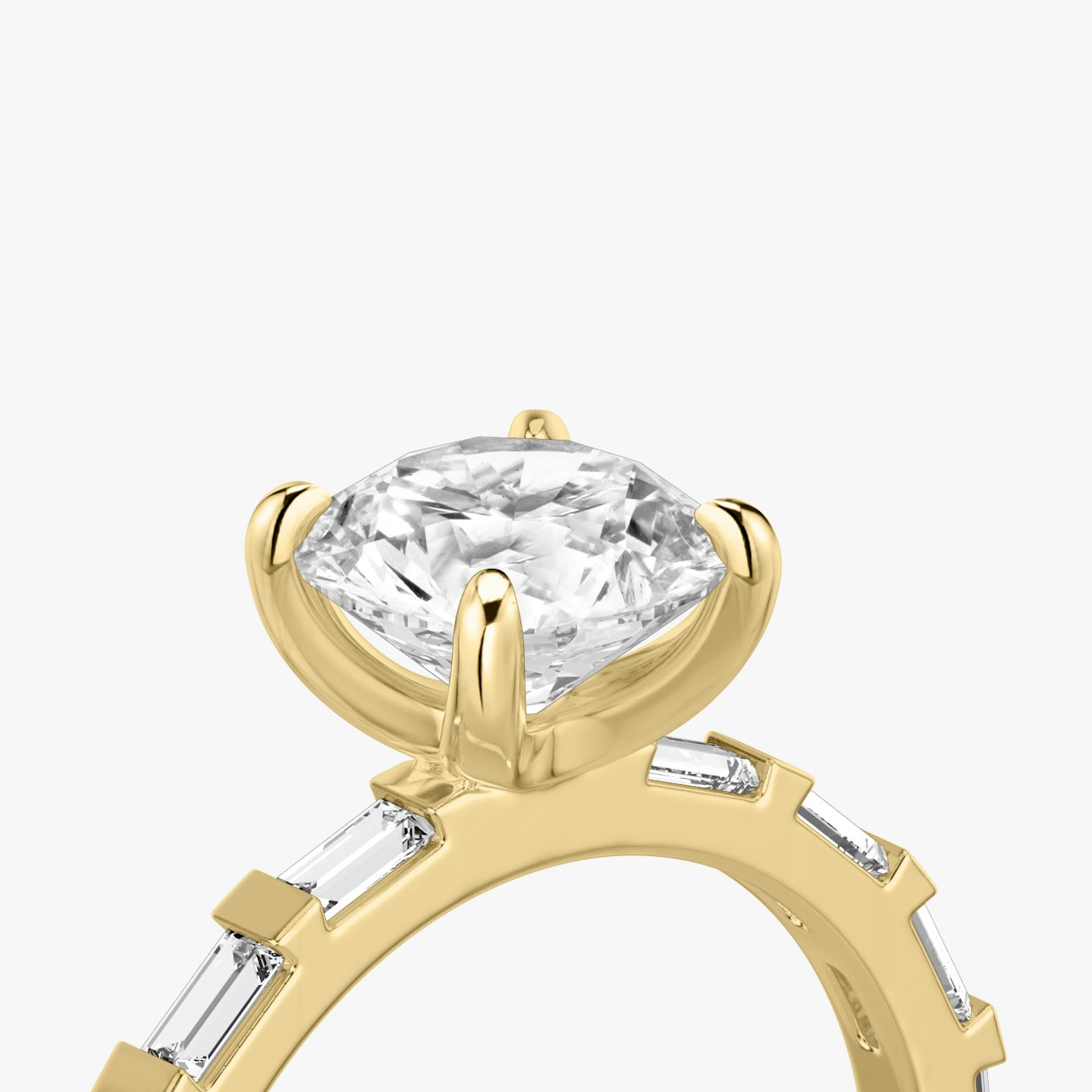 The Baguette Bar | Round Brilliant | 18k | 18k Yellow Gold | Band: Pavé | Carat weight: See full inventory | Diamond orientation: vertical