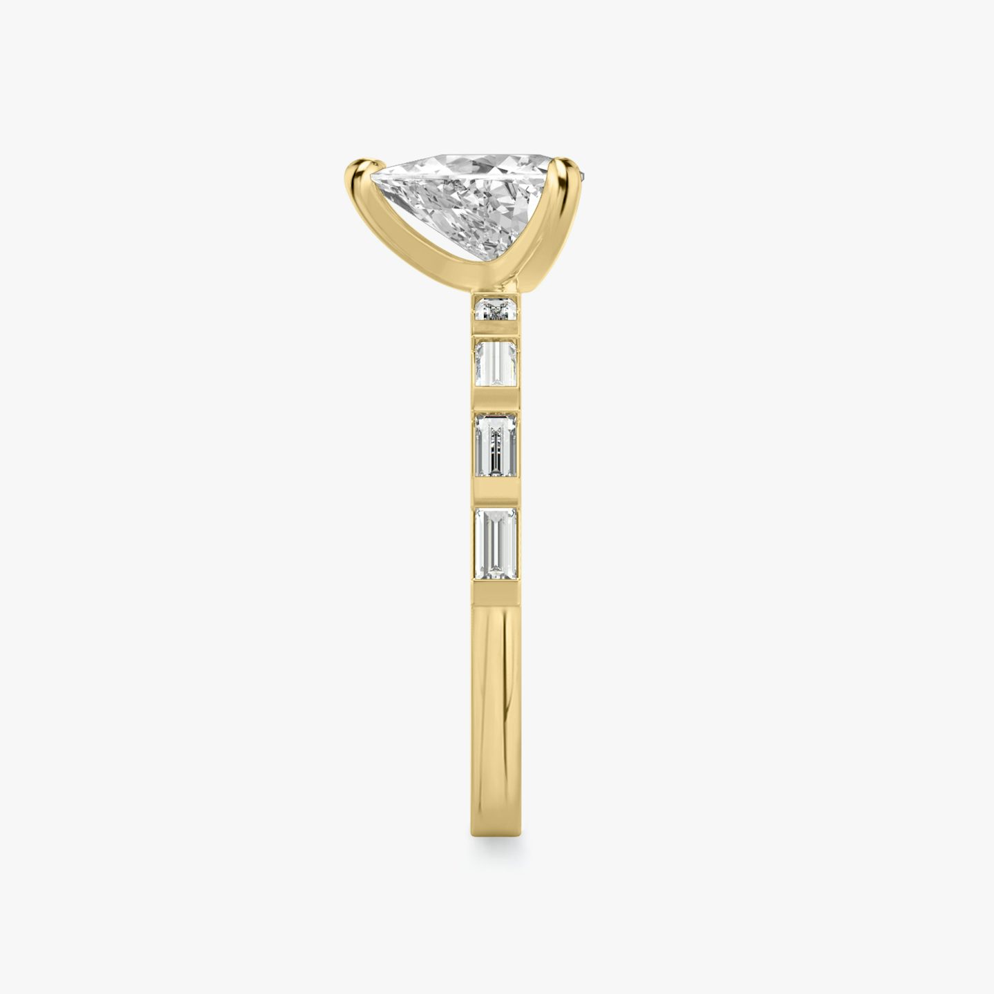 Bague de fiançailles Baguette Bar | Trillion | 18k | Or jaune 18 carats | Orientation du diamant: vertical | Poids en carats: Voir le stock total