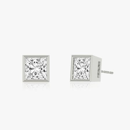 Bezel Solitaire Princess Diamond Studs