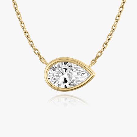 Bezel Solitaire Pear Diamond Necklace