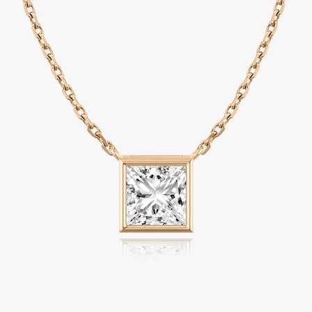 bezel solitaire princess diamond necklace