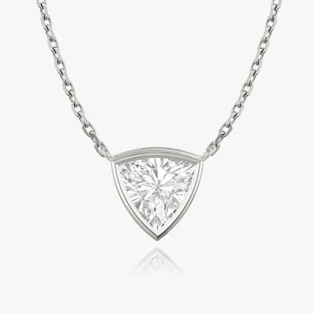 bezel solitaire trillion necklace