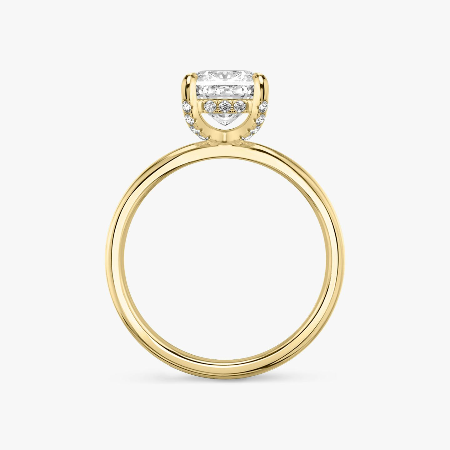 The Classic Hidden Halo | Pavé Cushion | 18k | 18k Yellow Gold | Band: Plain | Prong style: Pavé | Diamond orientation: vertical | Carat weight: See full inventory