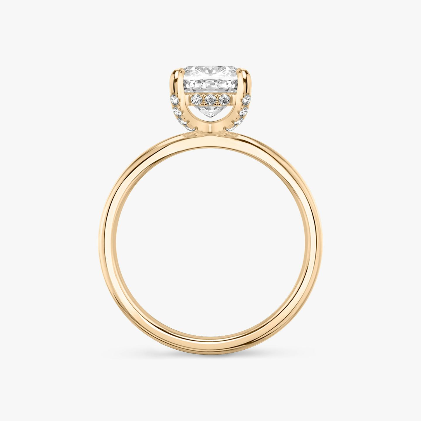 The Classic Hidden Halo | Pavé Cushion | 14k | 14k Rose Gold | Band: Plain | Prong style: Pavé | Diamond orientation: vertical | Carat weight: See full inventory