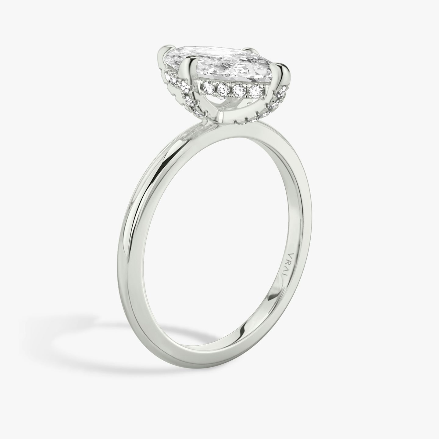 The Classic Hidden Halo | Pavé Marquise | 18k | 18k White Gold | Band: Plain | Prong style: Pavé | Diamond orientation: vertical | Carat weight: See full inventory