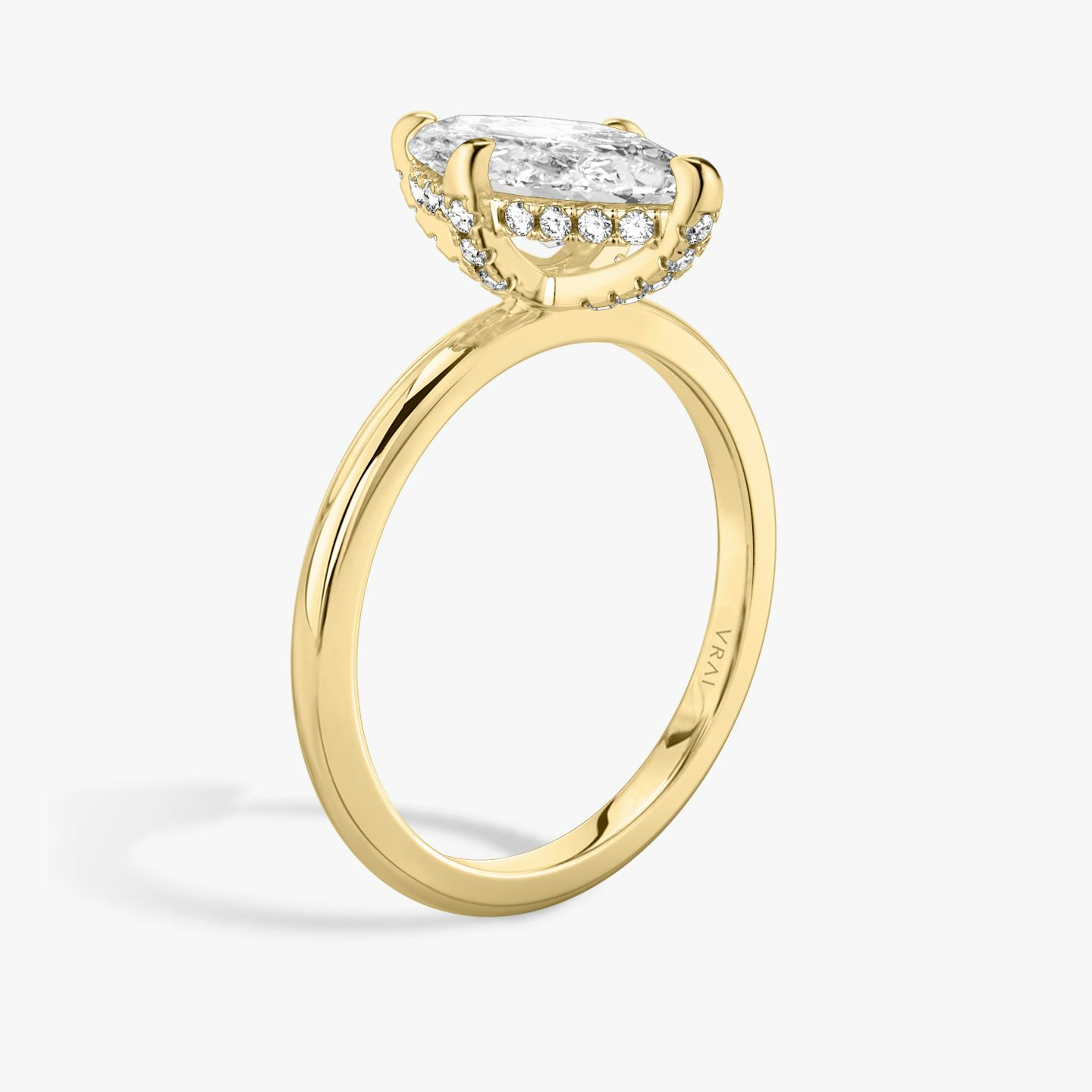 The Classic Hidden Halo | Pavé Marquise | 18k | 18k Yellow Gold | Band: Plain | Prong style: Pavé | Diamond orientation: vertical | Carat weight: See full inventory