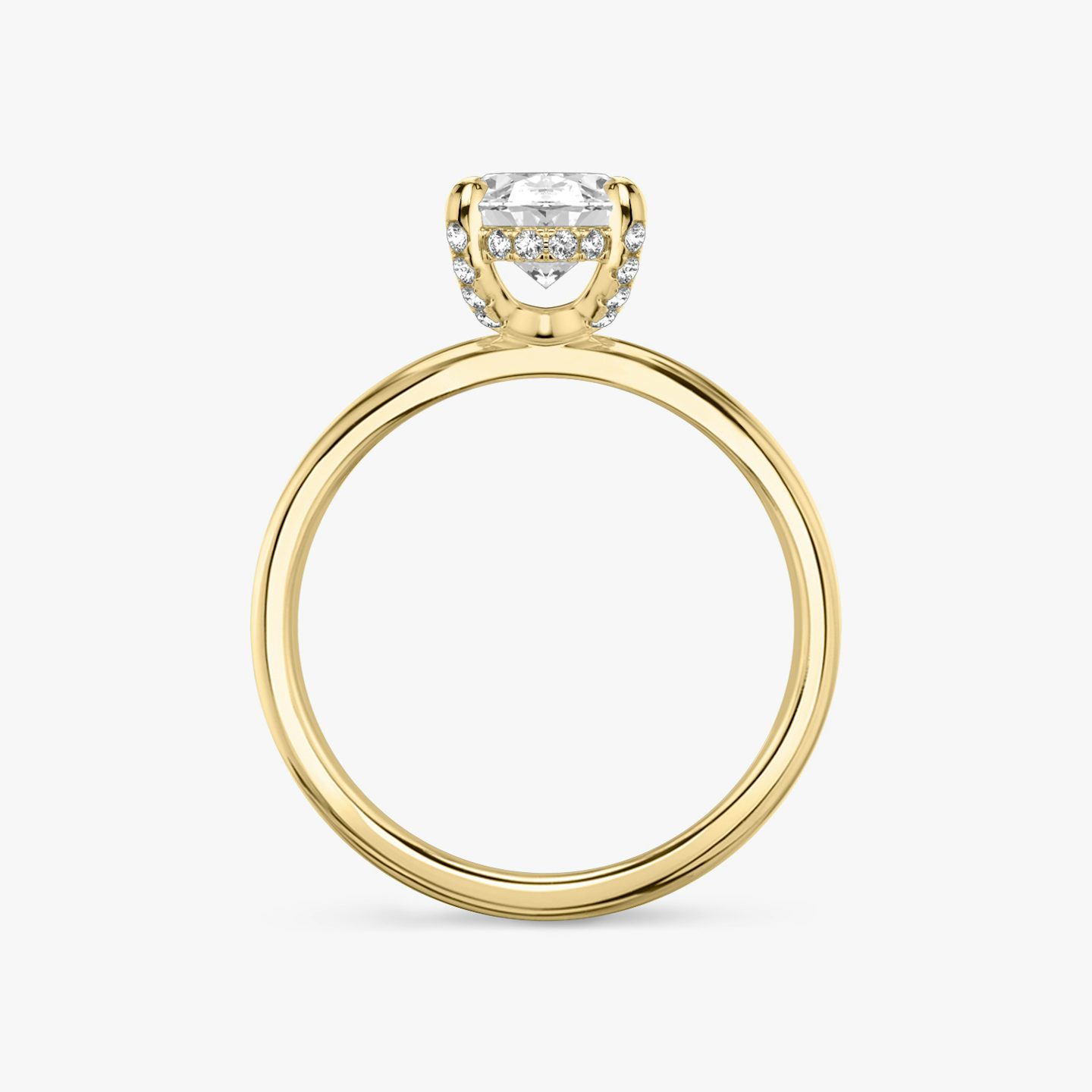 The Classic Hidden Halo | Oval | 18k | 18k Yellow Gold | Band: Plain | Prong style: Pavé | Diamond orientation: vertical | Carat weight: See full inventory