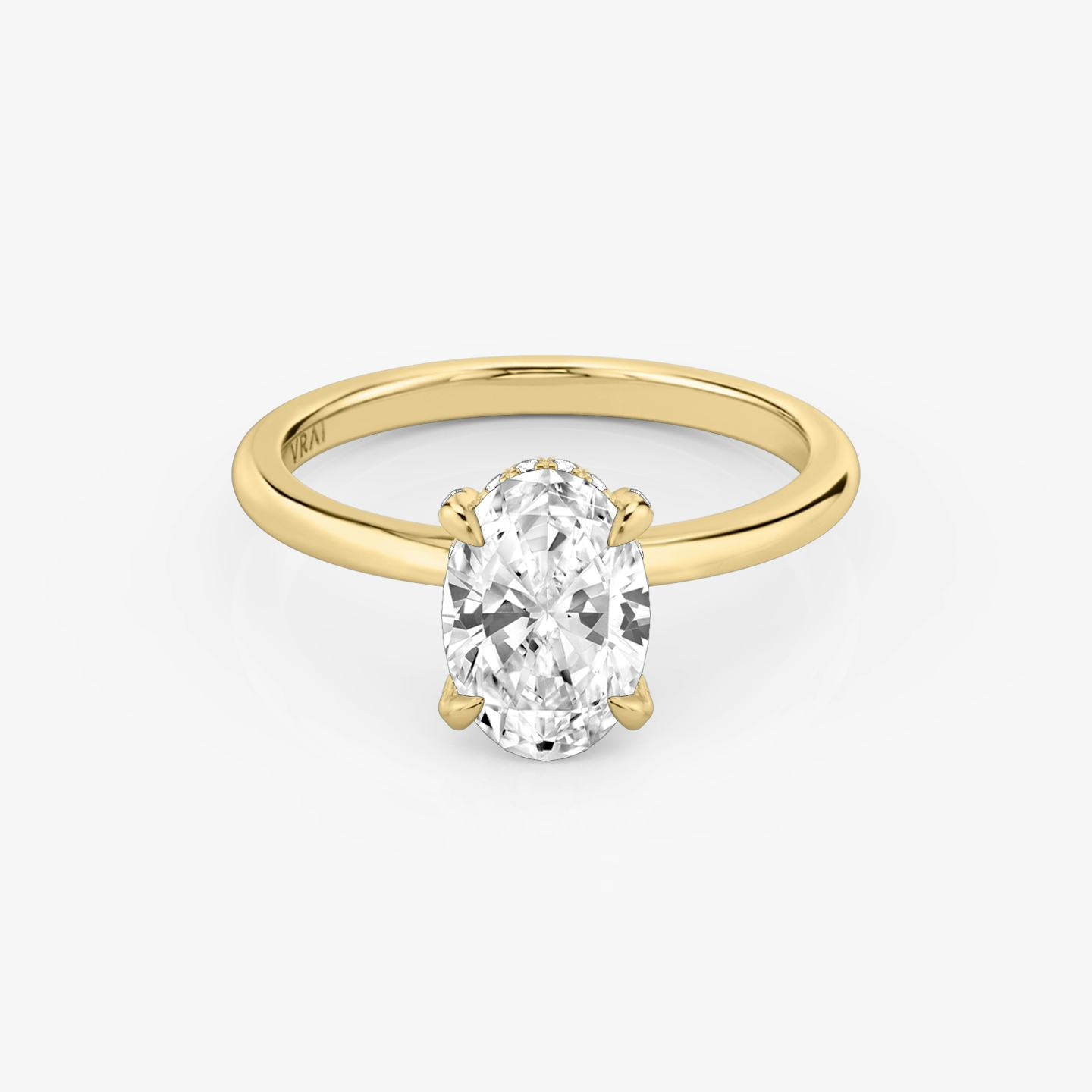 The Classic Hidden Halo | Oval | 18k | 18k Yellow Gold | Band: Plain | Prong style: Pavé | Diamond orientation: vertical | Carat weight: See full inventory