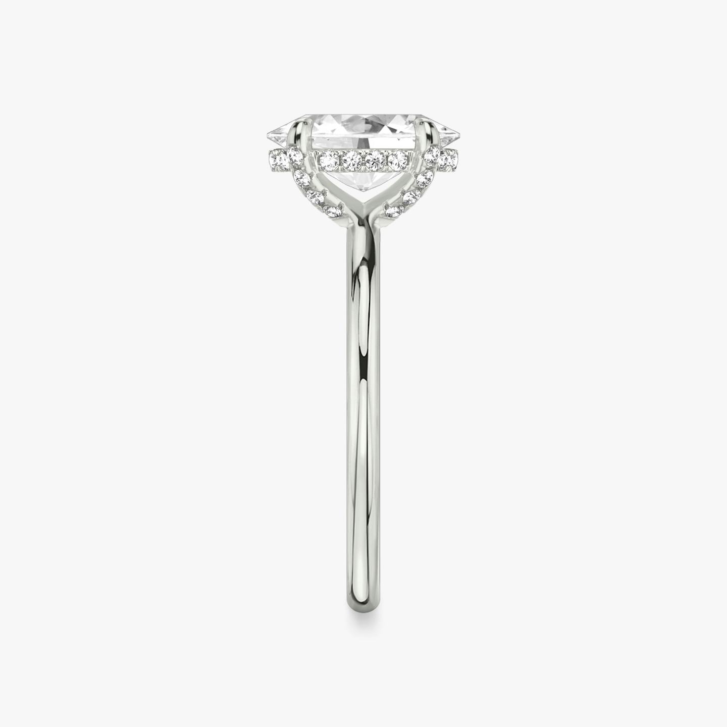 The Classic Hidden Halo | Oval | 18k | 18k White Gold | Band: Plain | Prong style: Pavé | Diamond orientation: vertical | Carat weight: See full inventory
